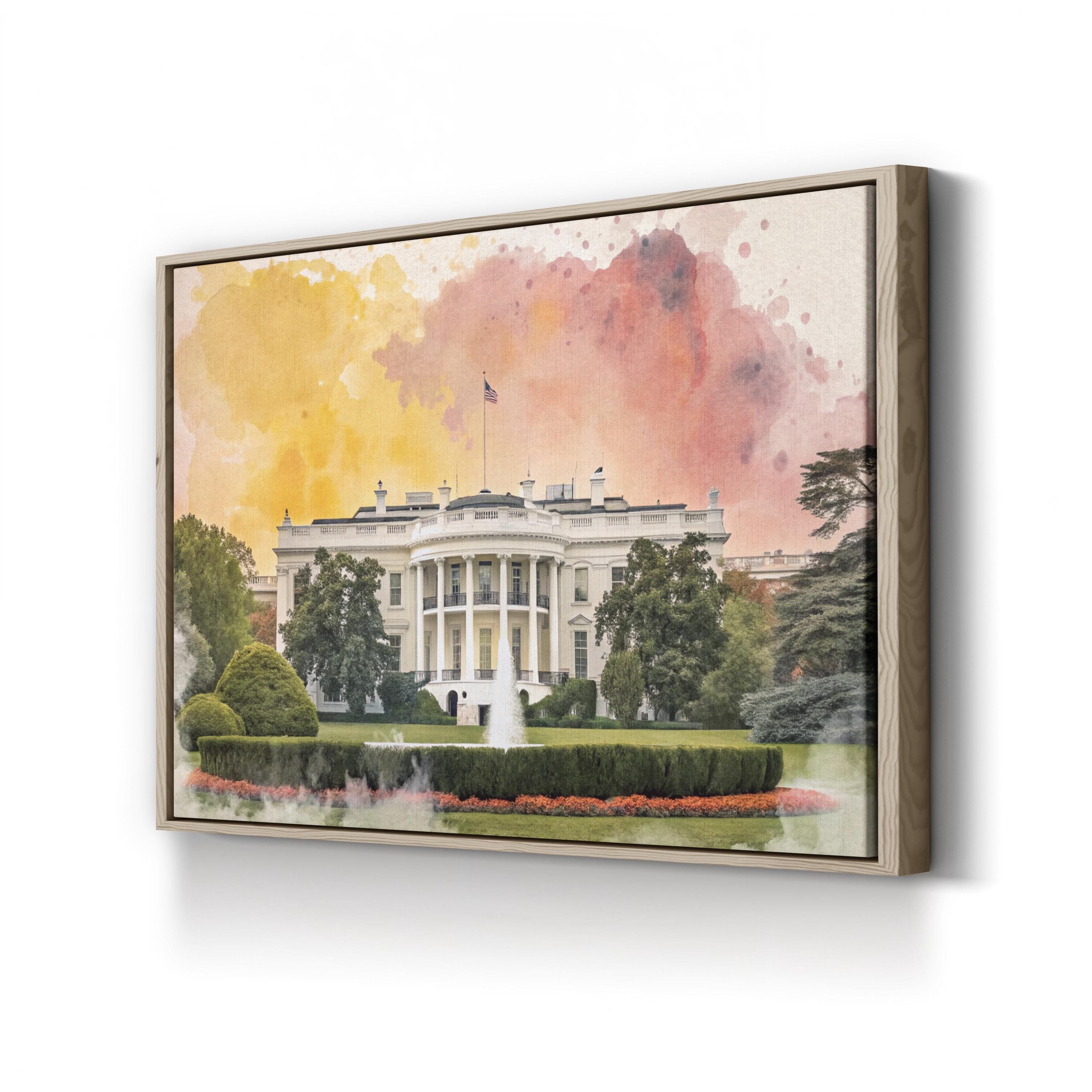 White House Washington DC – Period Illustration Wall Art | Architecture Canvas Print