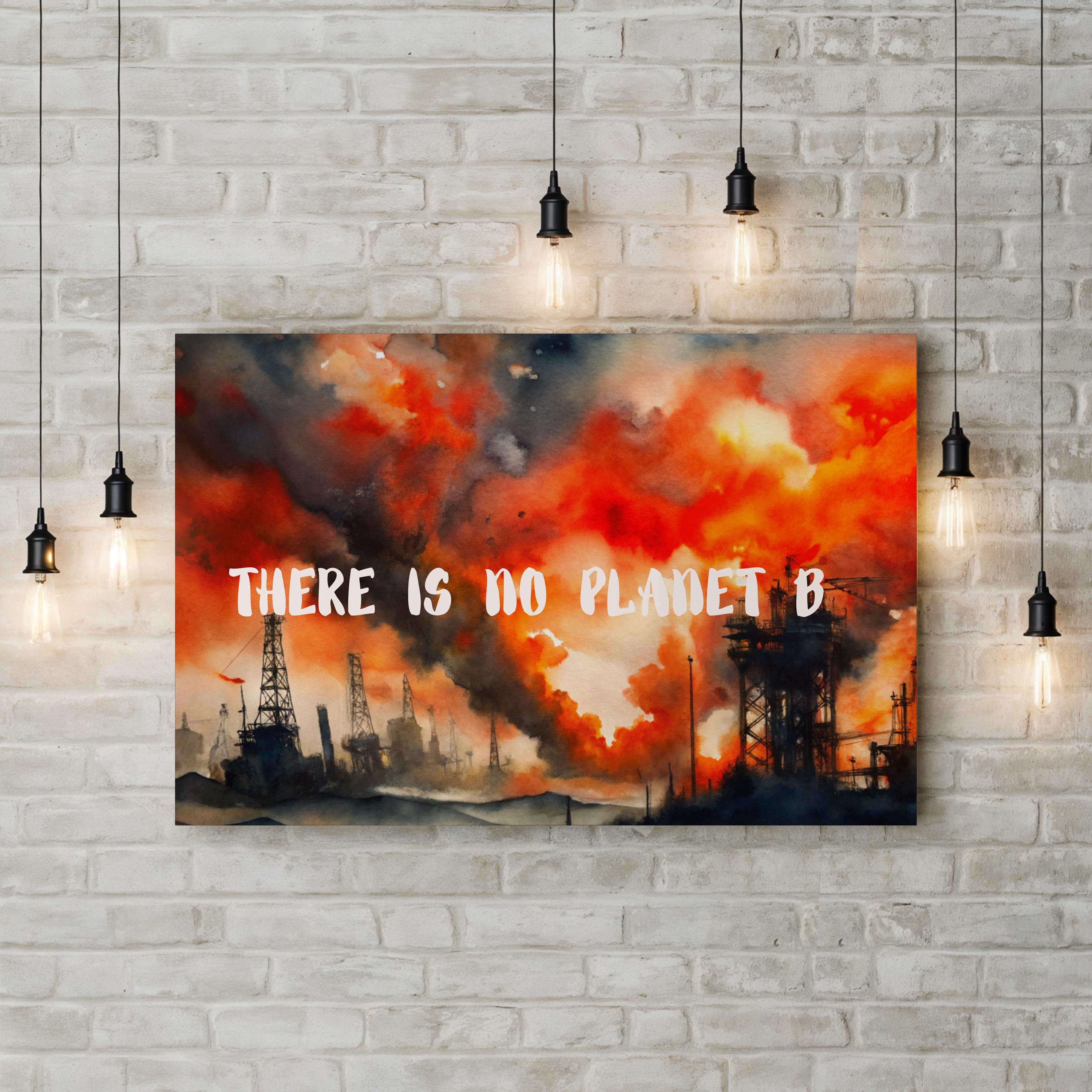 There Is No Planet B Canvas Art – Powerful Environmental Abstract Wall Art