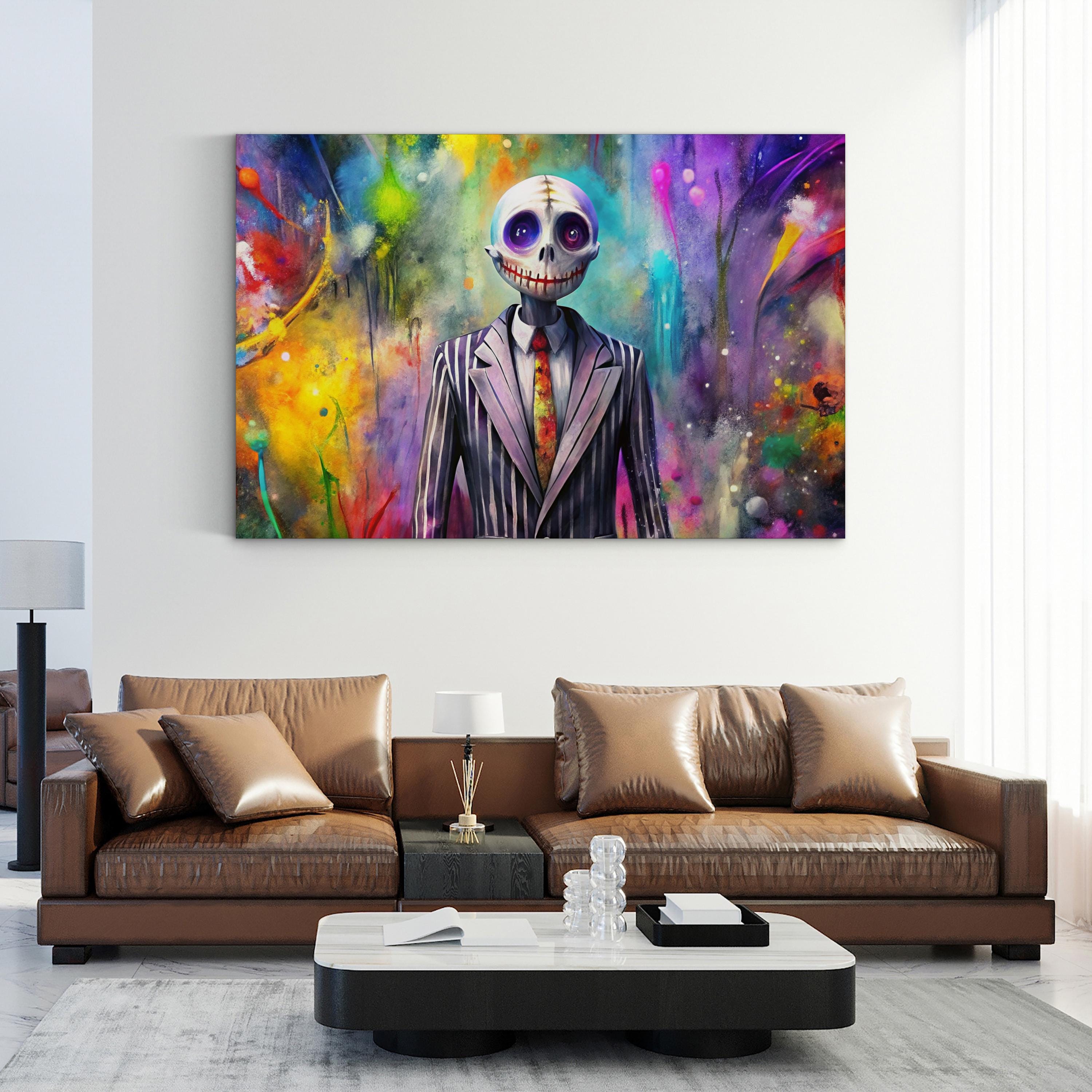 Halloween Skeleton Portrait – Period Illustration Wall Art | Pop Expressionist Canvas Print