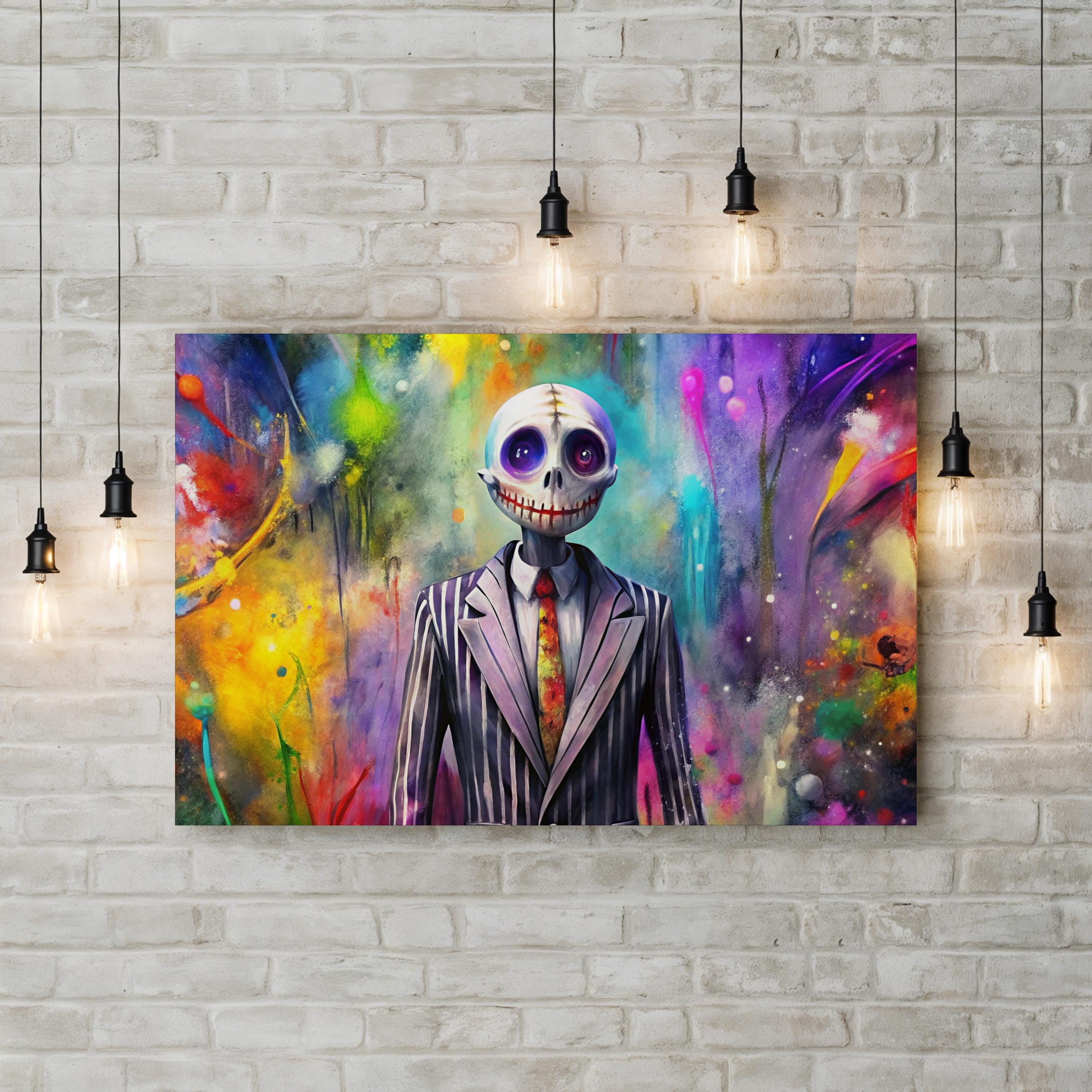 Halloween Skeleton Portrait – Period Illustration Wall Art | Pop Expressionist Canvas Print