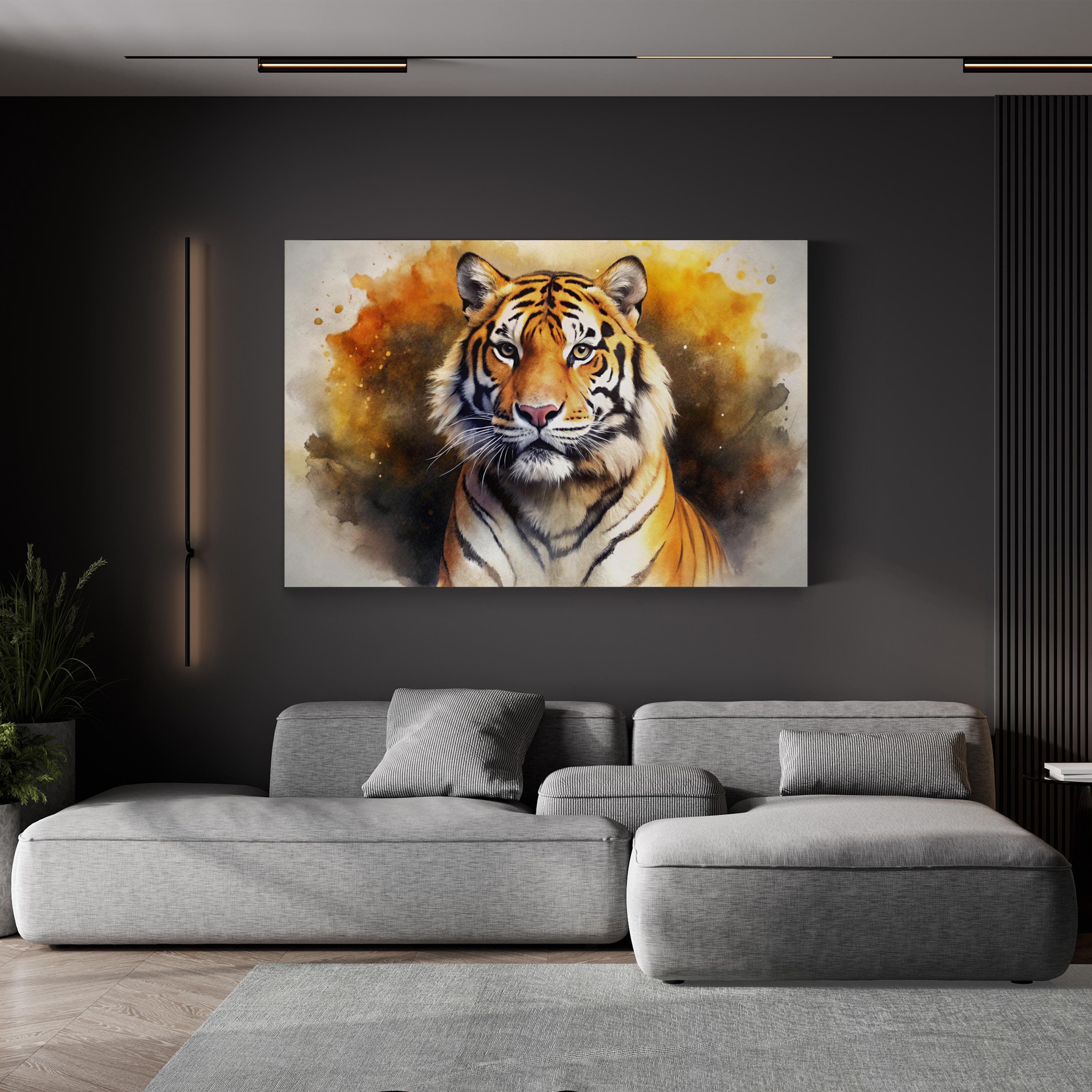 Watercolor Tiger – Period Illustration Wall Art | Bold Wildlife Portrait Canvas Print