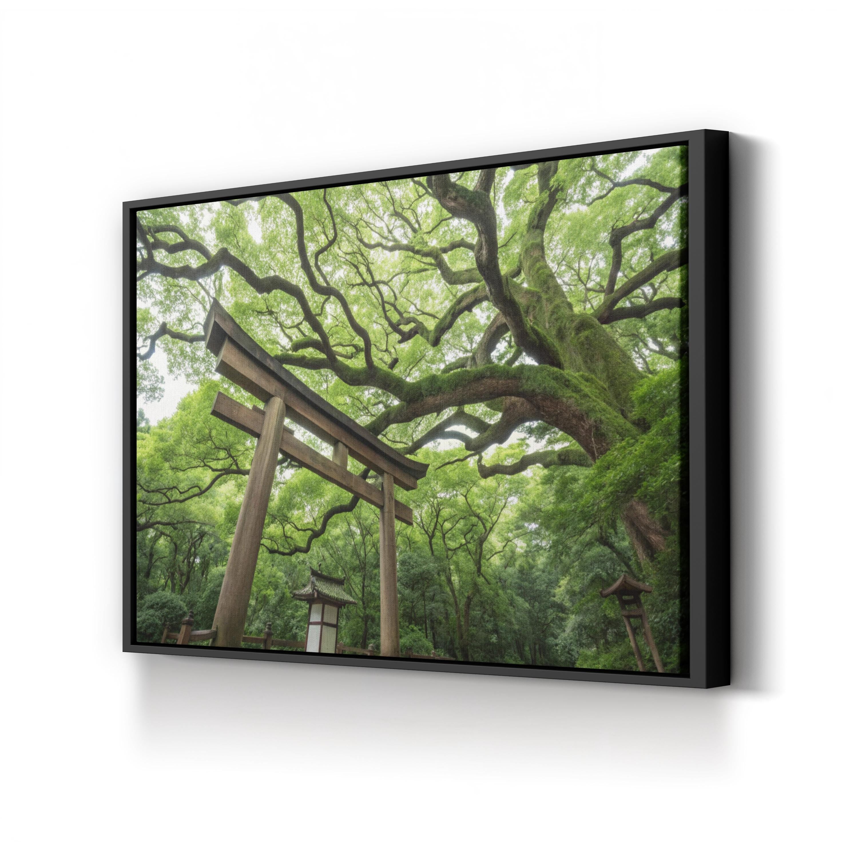 Zen Garden Torii Gate – Period Illustration Wall Art | Japanese Landscape Canvas Print