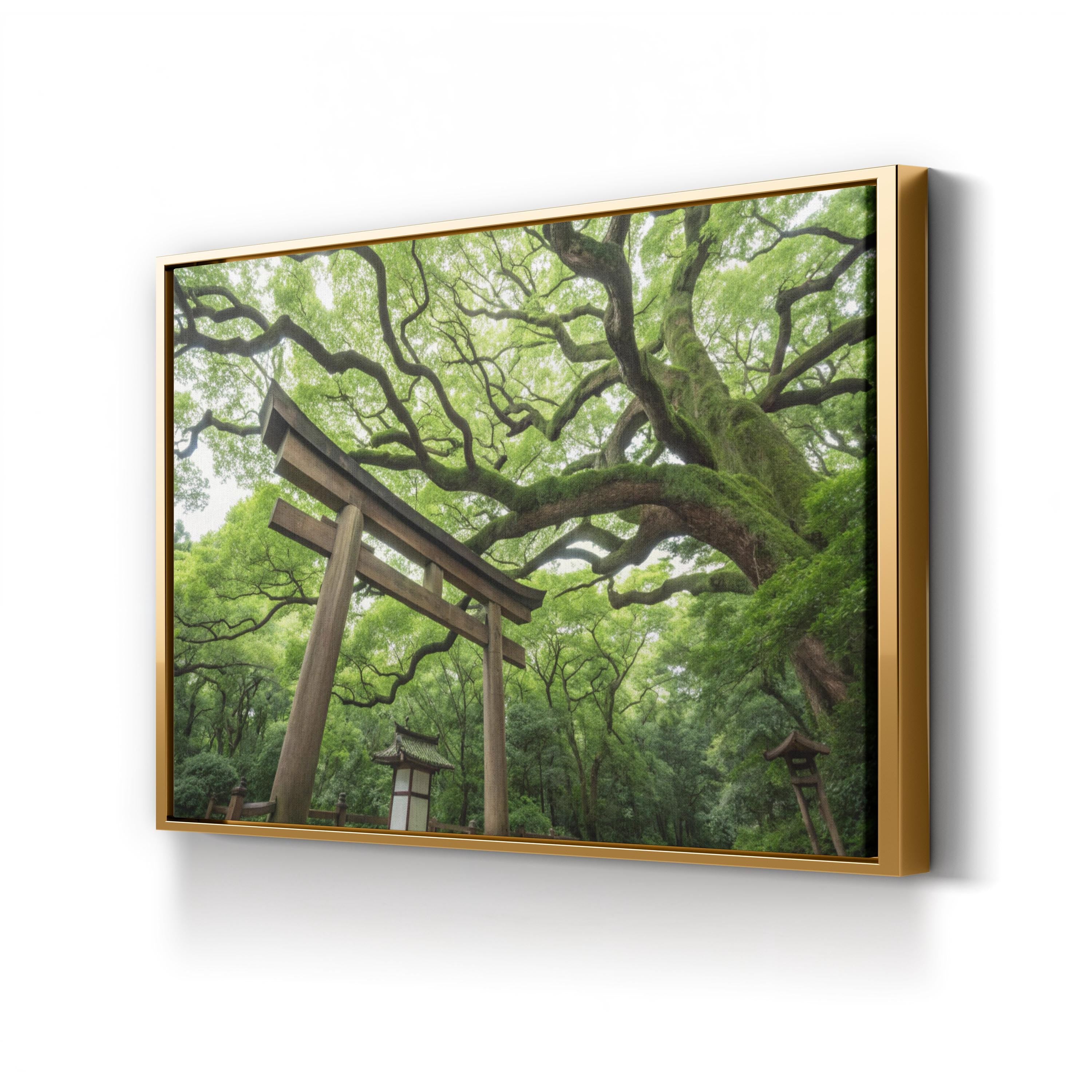 Zen Garden Torii Gate – Period Illustration Wall Art | Japanese Landscape Canvas Print
