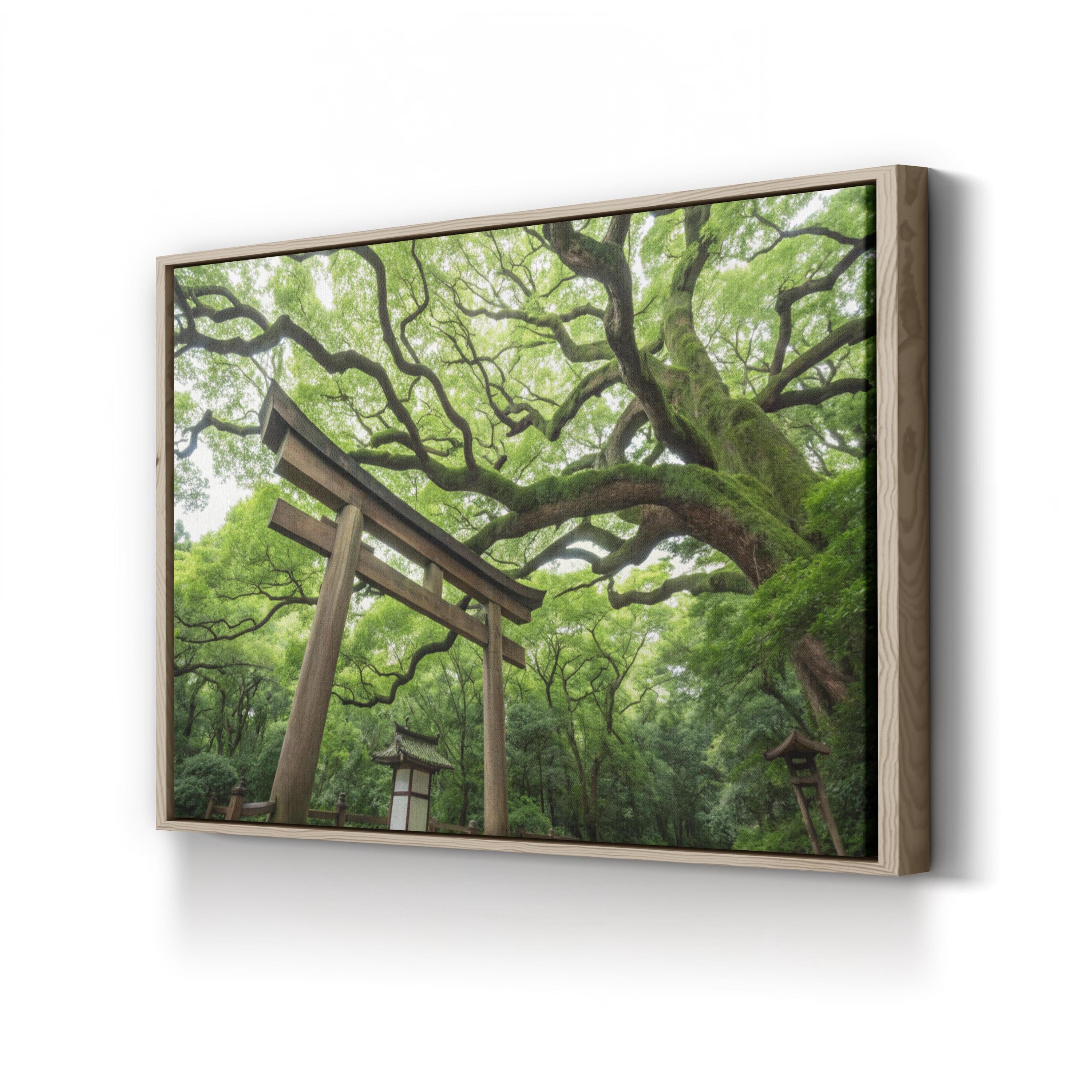 Zen Garden Torii Gate – Period Illustration Wall Art | Japanese Landscape Canvas Print