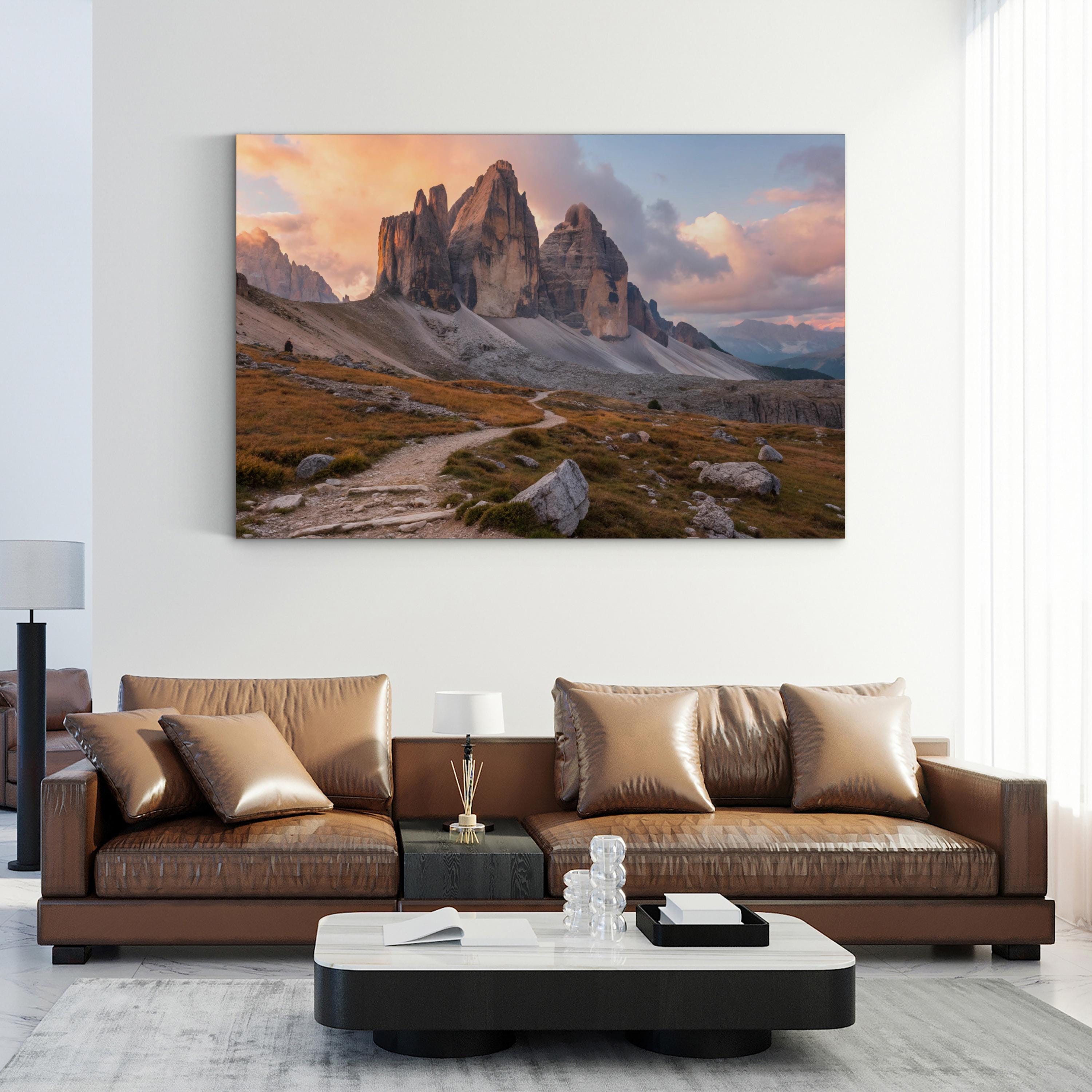 Tre Cime Dolomites Sunset – Vintage Photography Wall Art | Mountain Landscape Canvas Print