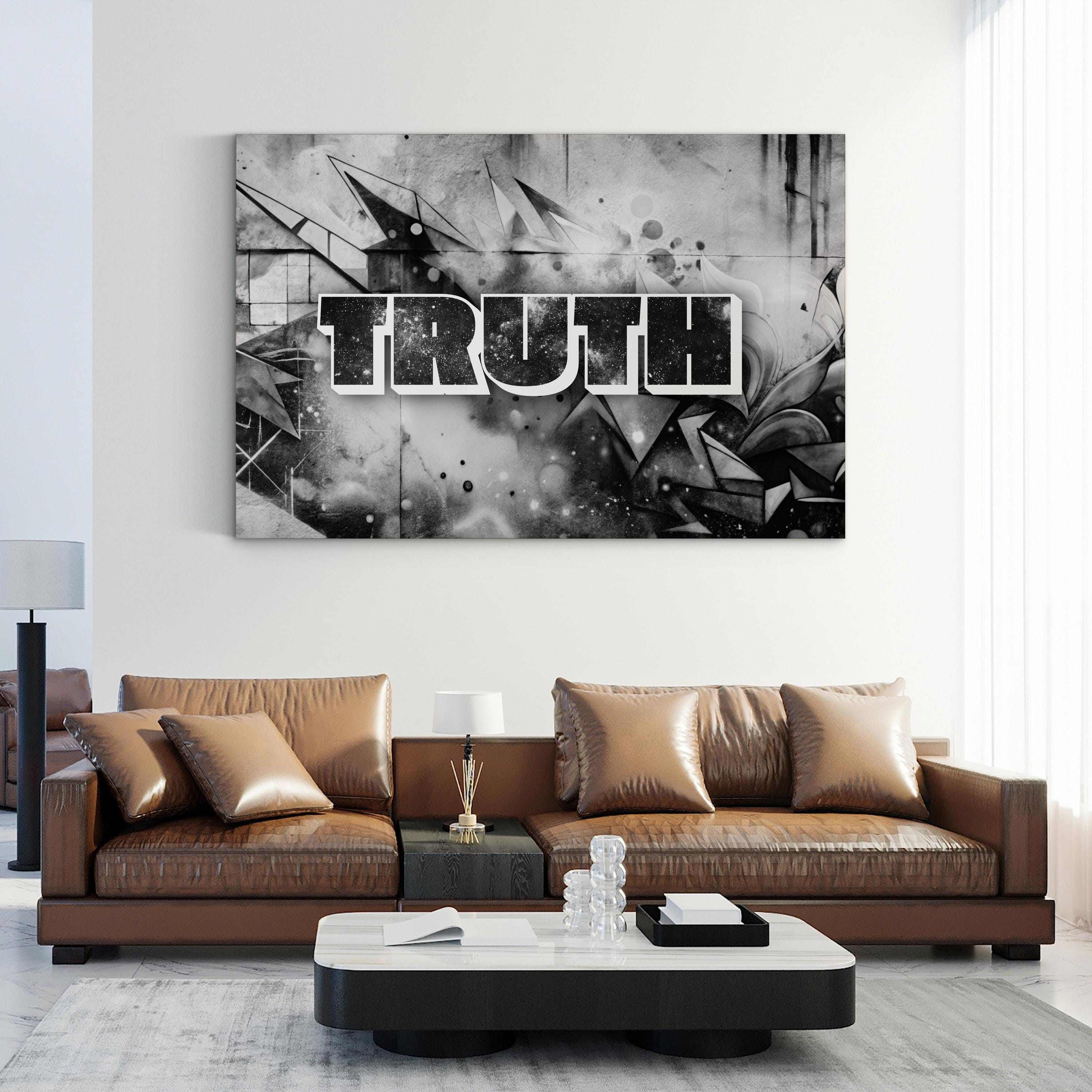 Truth Stone Canvas Art: Black & White Urban Typography Wall Print