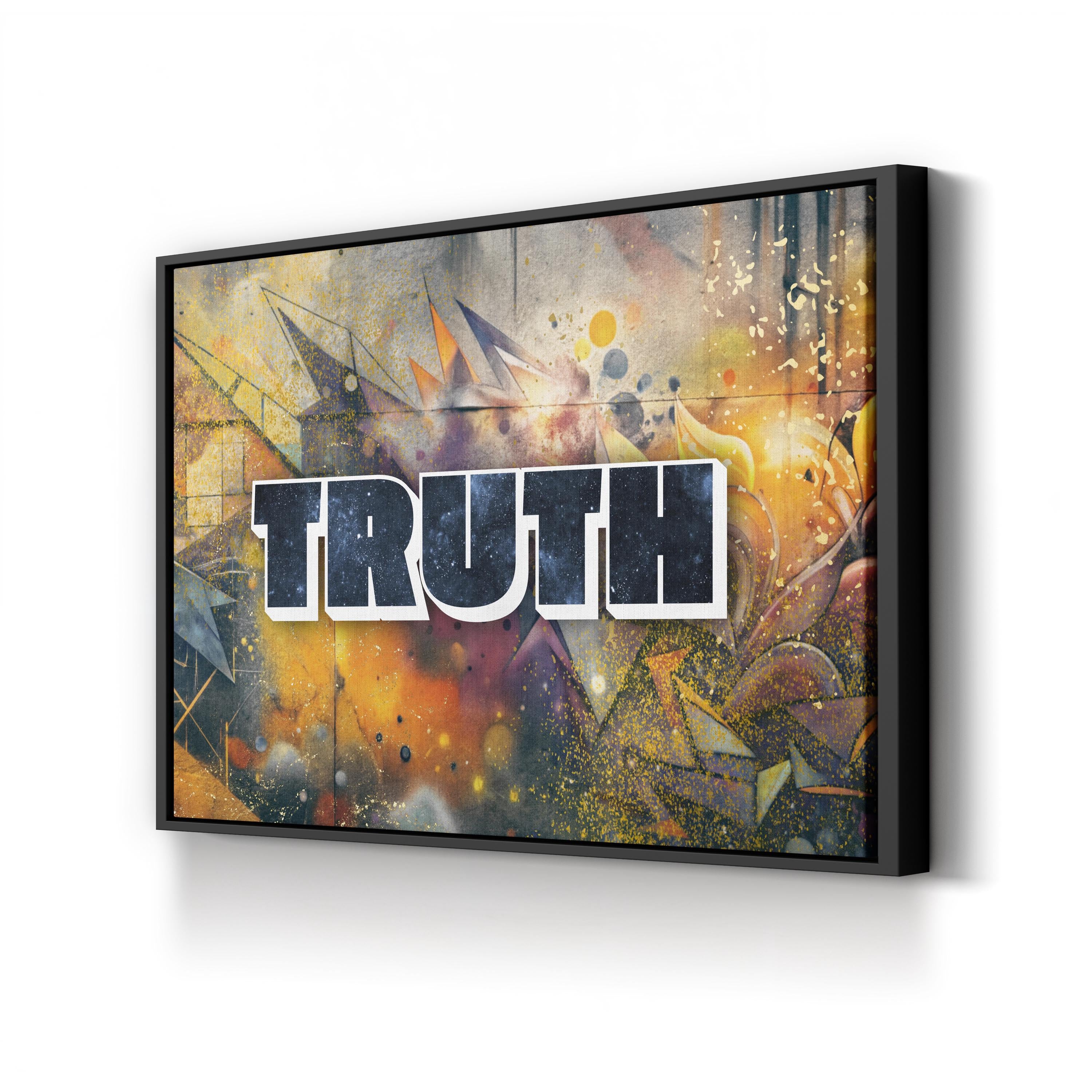 Truth Stone Graffiti Canvas Art: Sepia Urban Typography Wall Art
