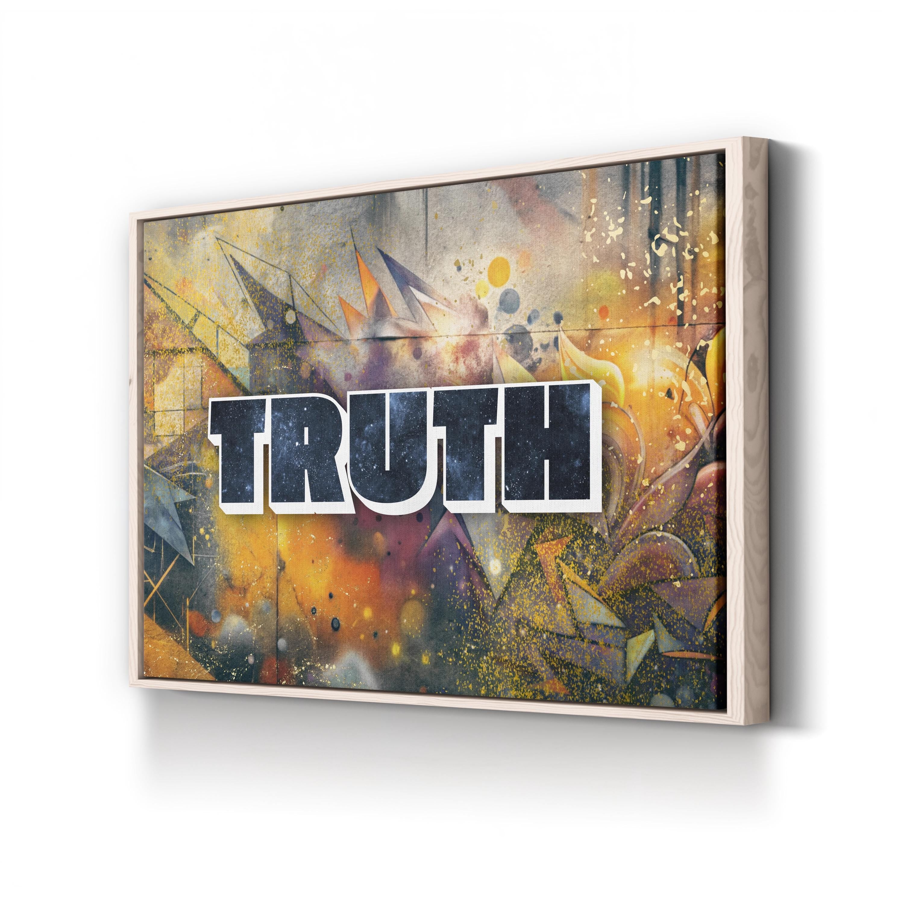 Truth Stone Graffiti Canvas Art: Sepia Urban Typography Wall Art