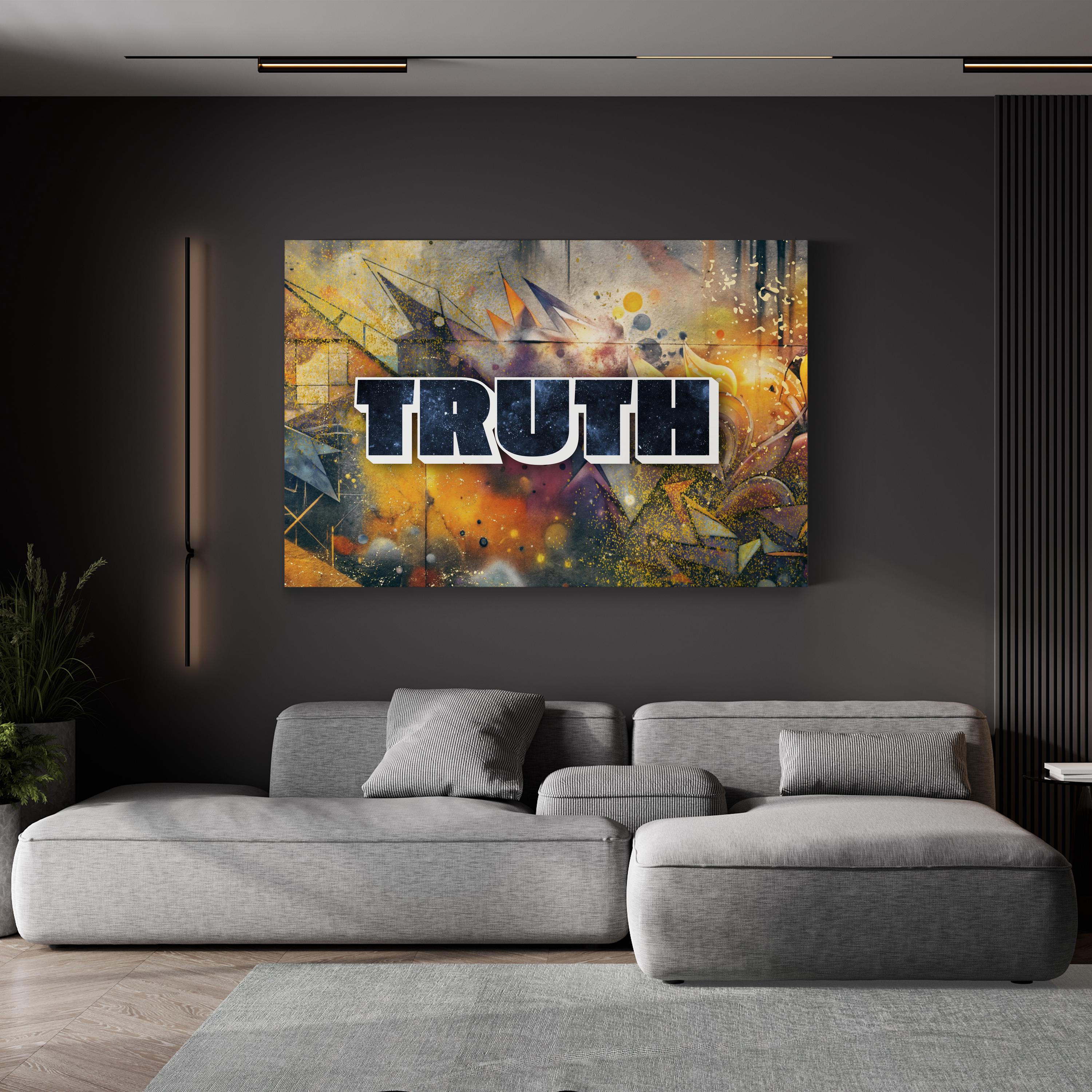 Truth Stone Graffiti Canvas Art: Sepia Urban Typography Wall Art