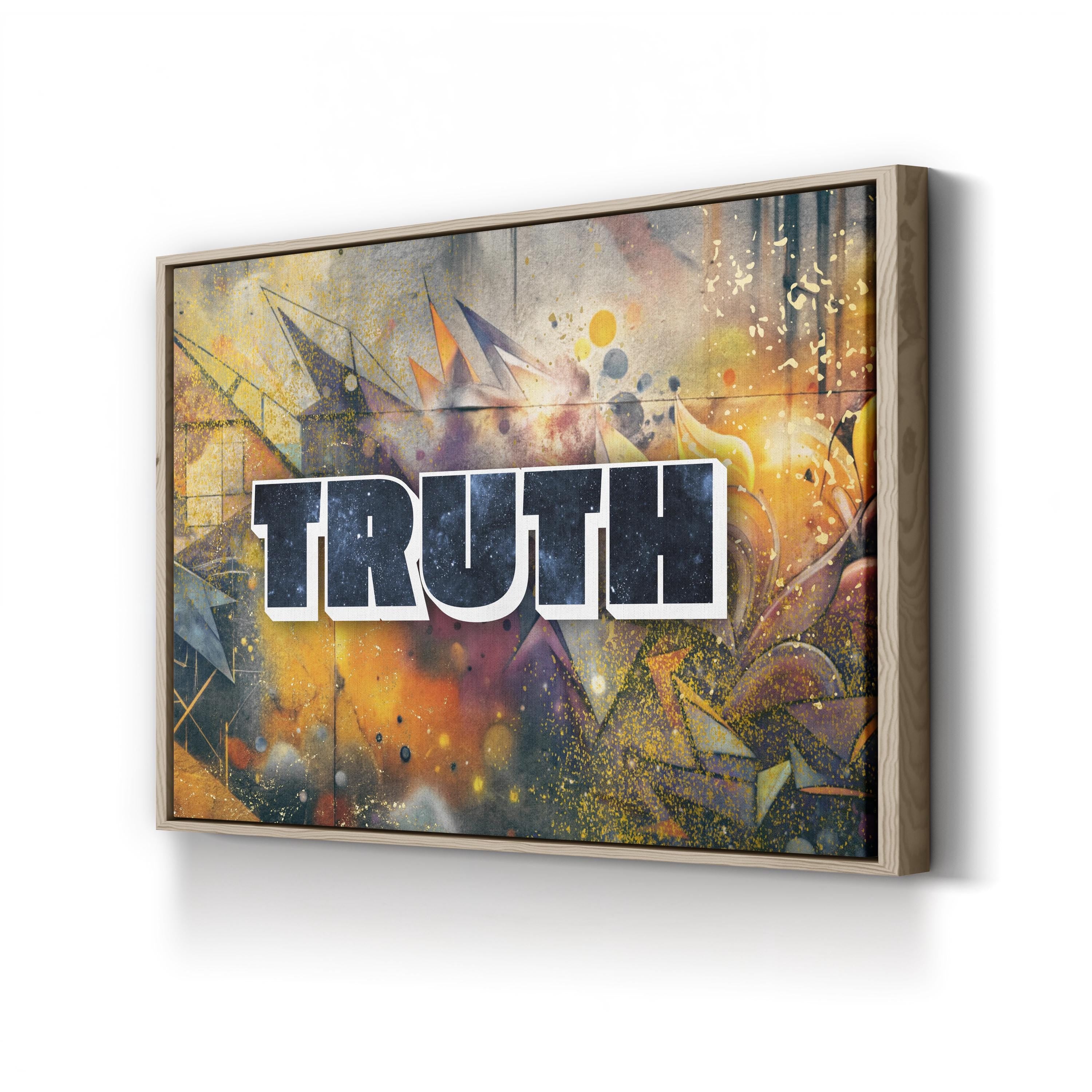 Truth Stone Graffiti Canvas Art: Sepia Urban Typography Wall Art
