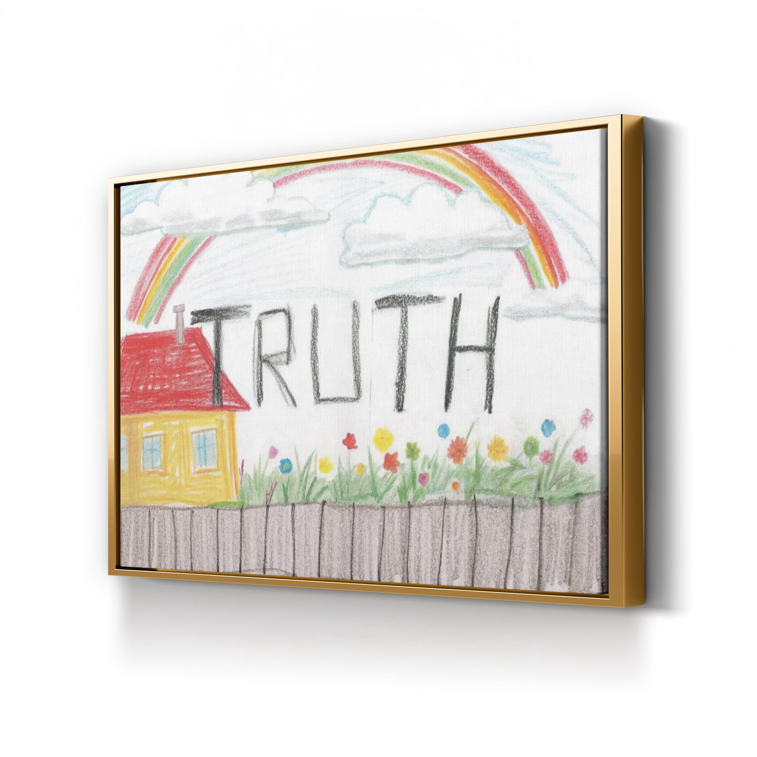 Sidewalk Chalk Rainbow Truth – Period Illustration Wall Art | Whimsical Nursery Canvas Print