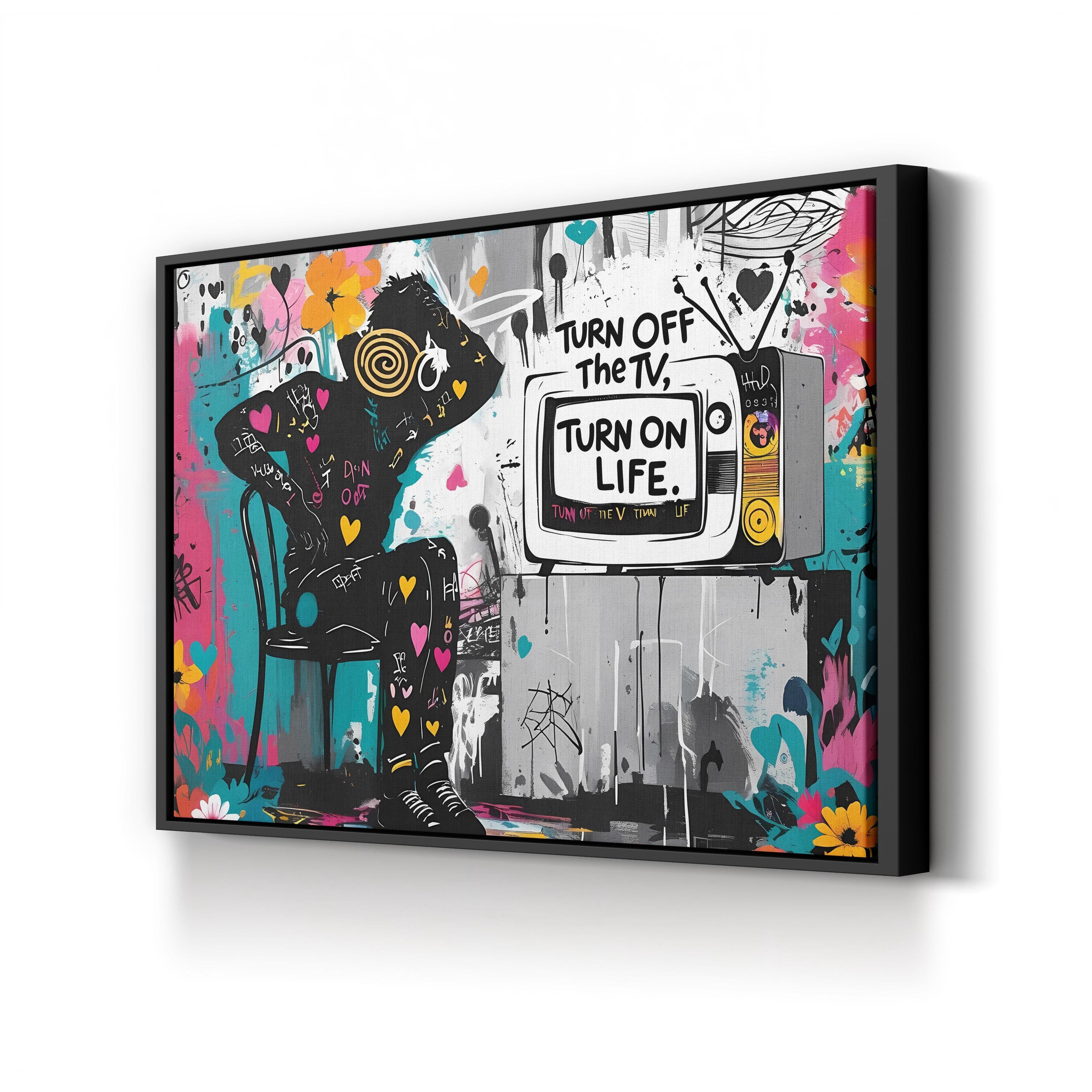 Turn ON LIFE Canvas Inspirational Street Art: Bold Motivational Urban Wall Print