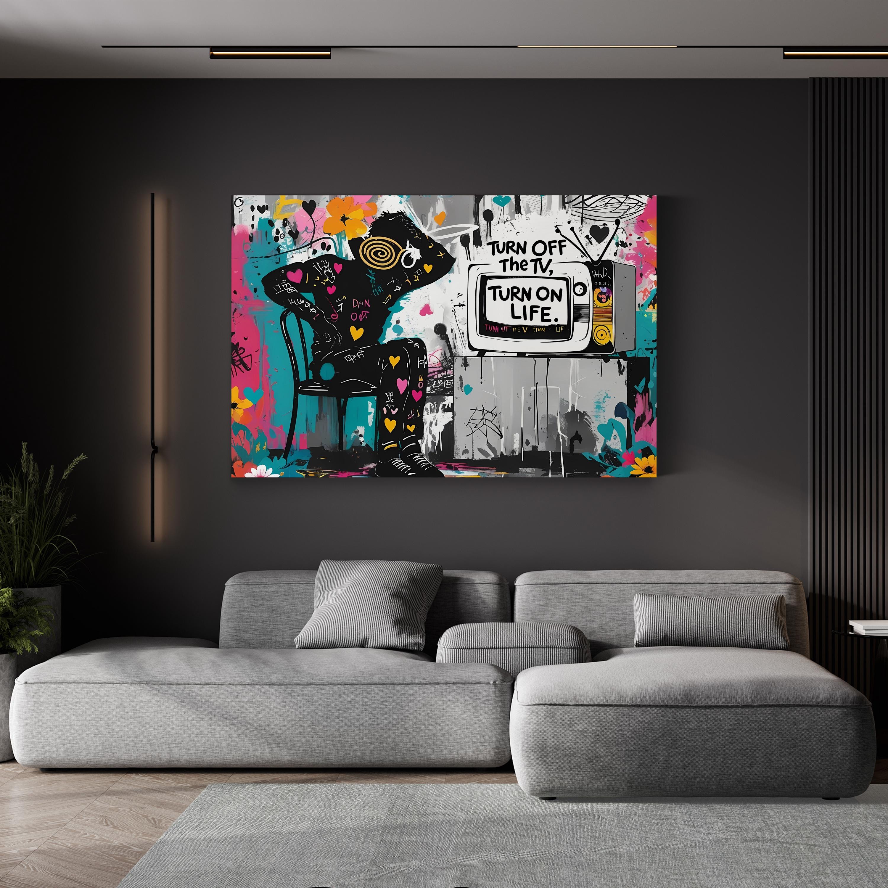 Turn ON LIFE Canvas Inspirational Street Art: Bold Motivational Urban Wall Print
