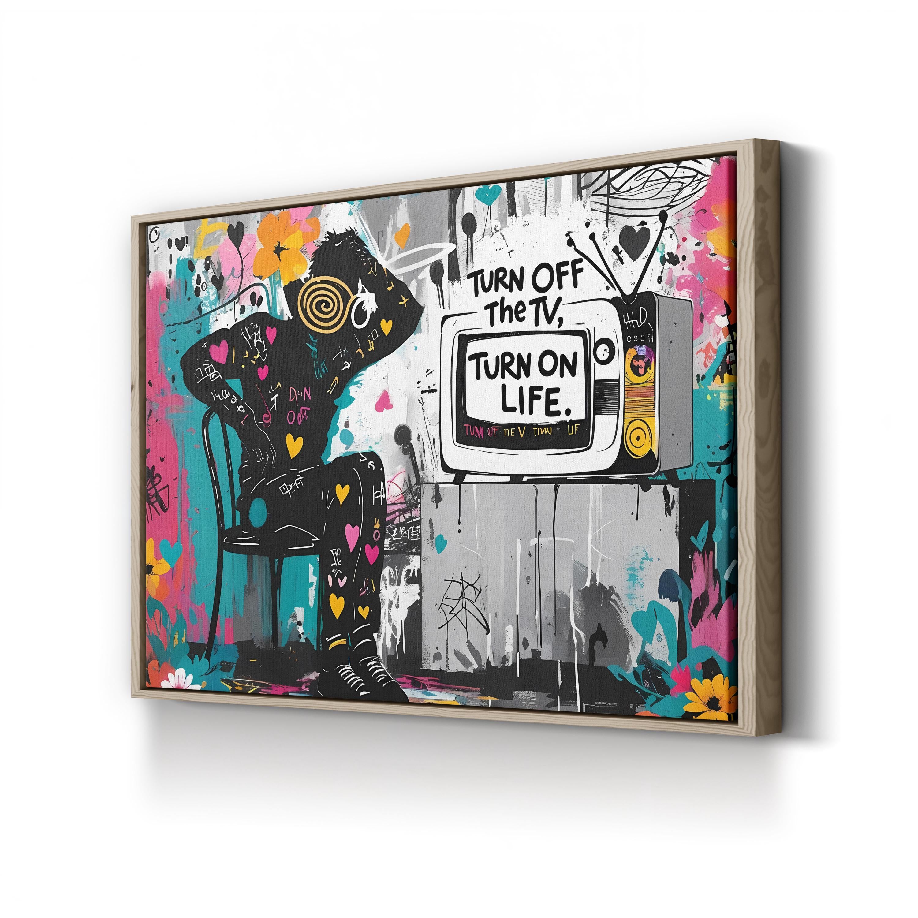 Turn ON LIFE Canvas Inspirational Street Art: Bold Motivational Urban Wall Print