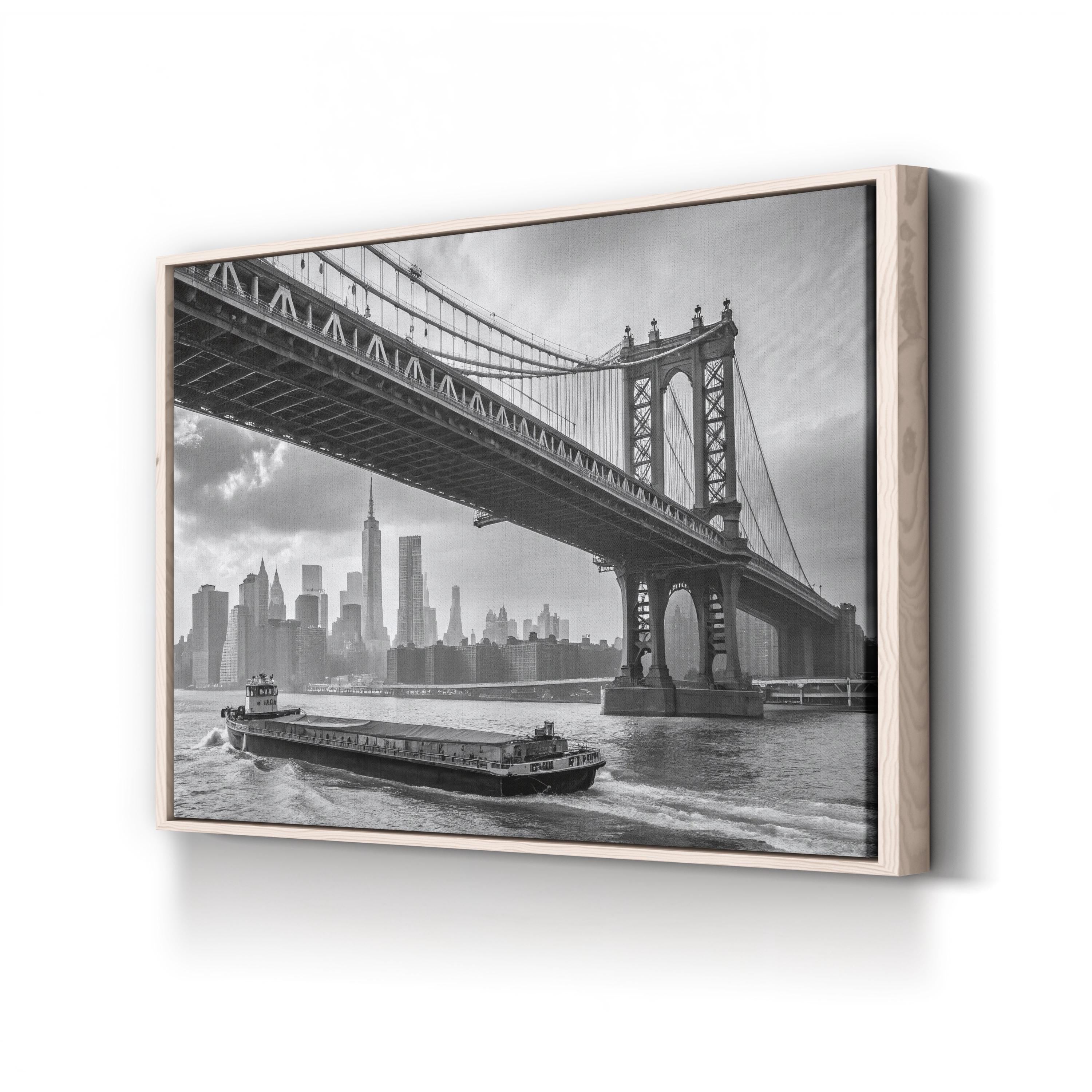 Manhattan Bridge – Vintage Photography Wall Art | Black & White NYC Canvas Print
