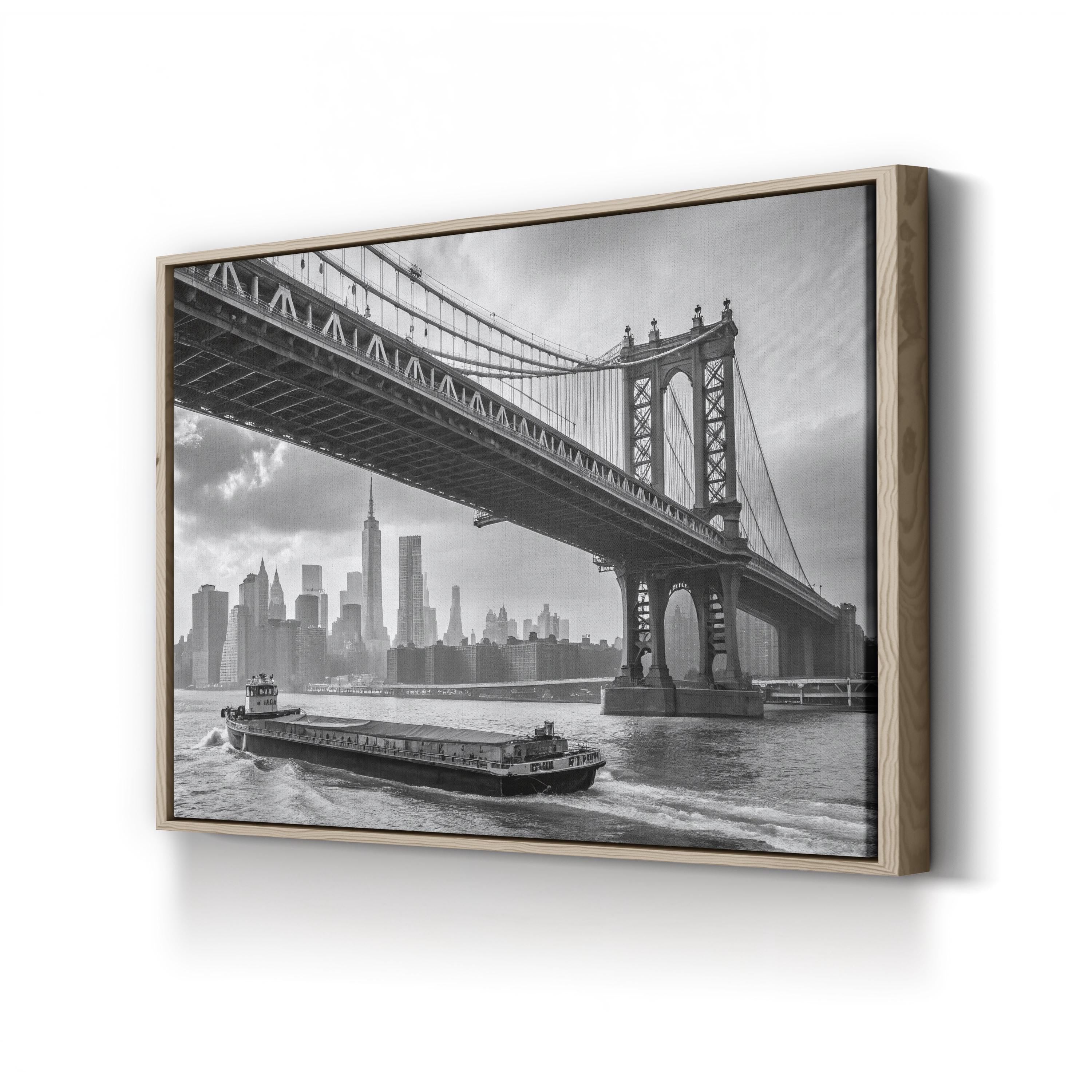 Manhattan Bridge – Vintage Photography Wall Art | Black & White NYC Canvas Print