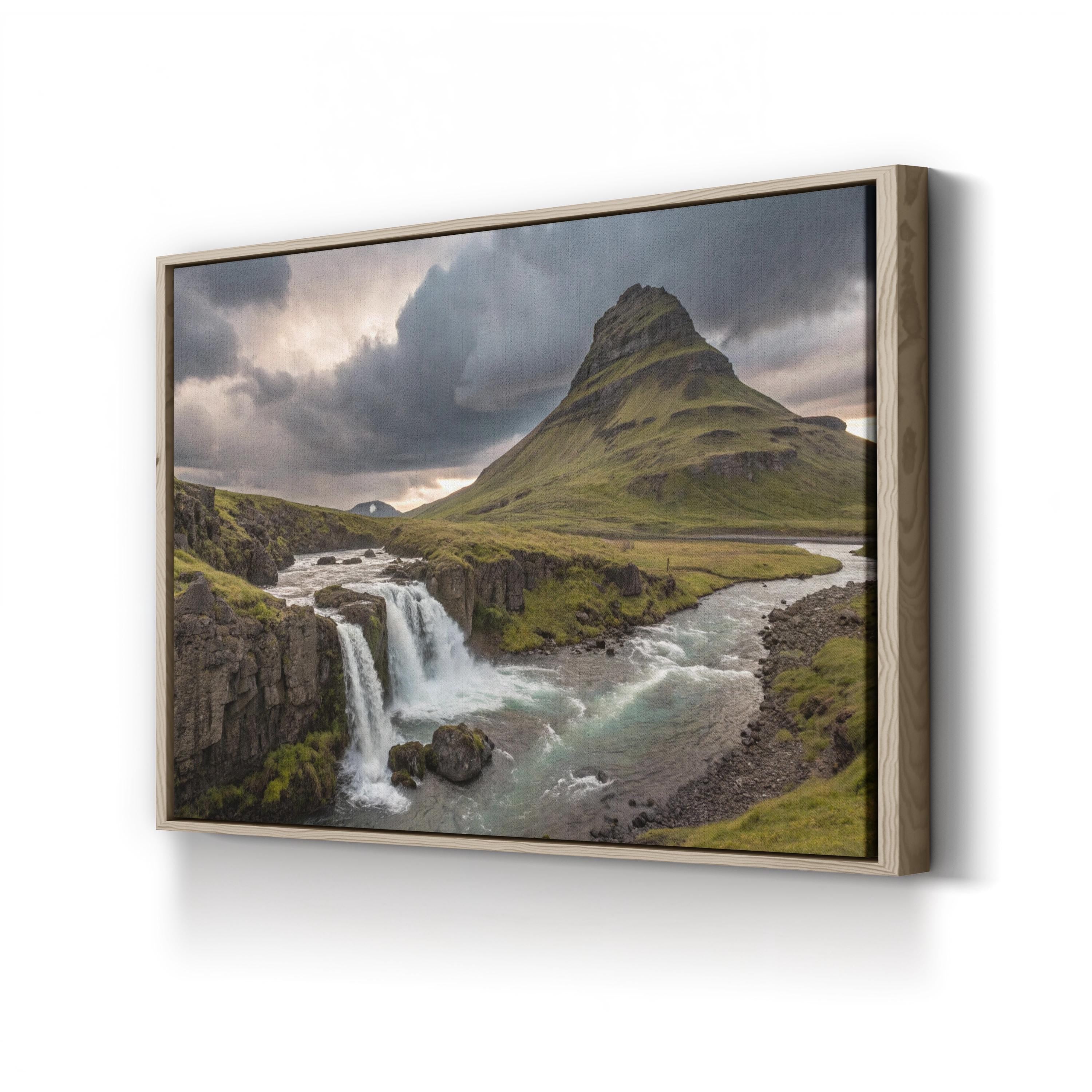 Iceland Waterfall – Vintage Photography Wall Art | Majestic Landscape Canvas Print