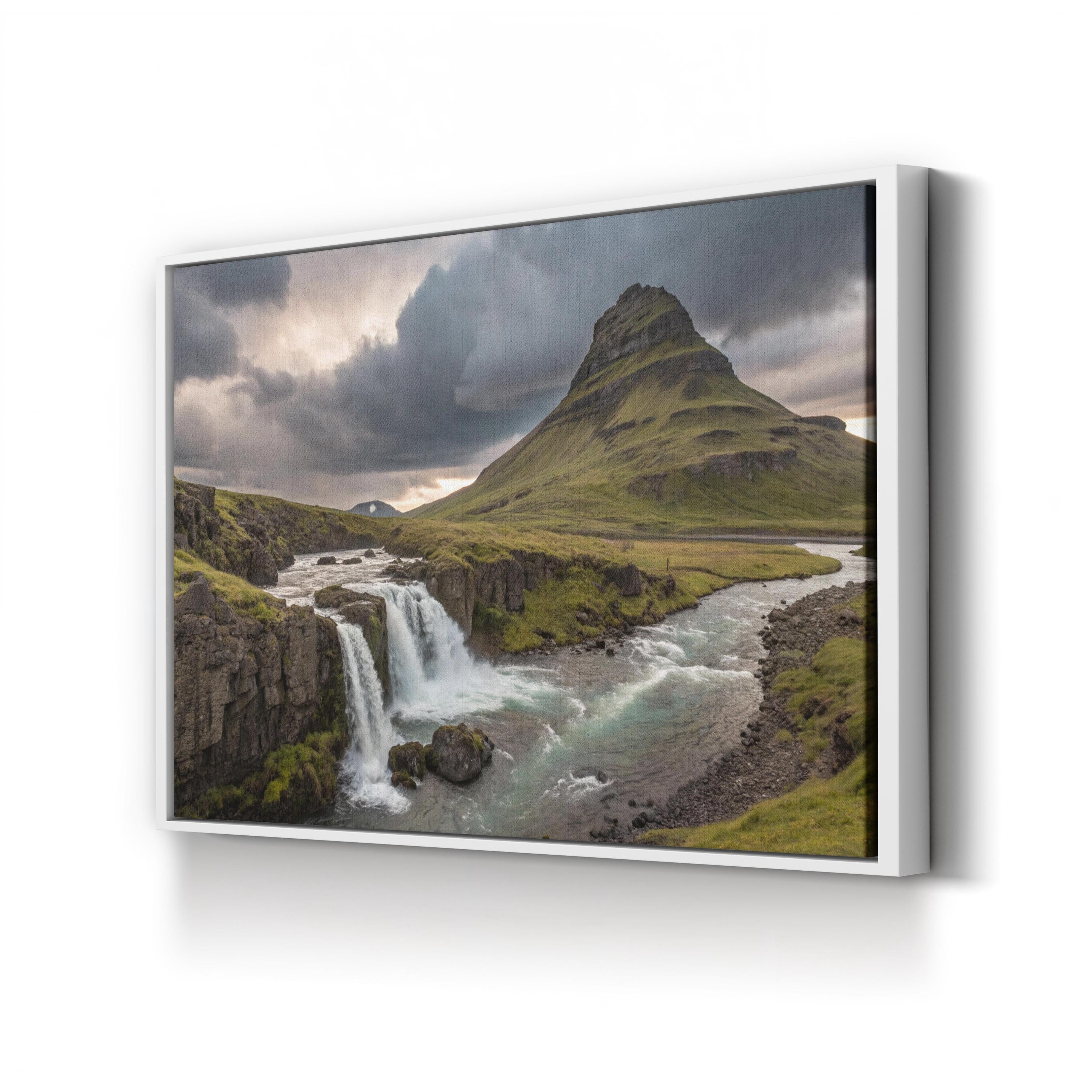 Iceland Waterfall – Vintage Photography Wall Art | Majestic Landscape Canvas Print