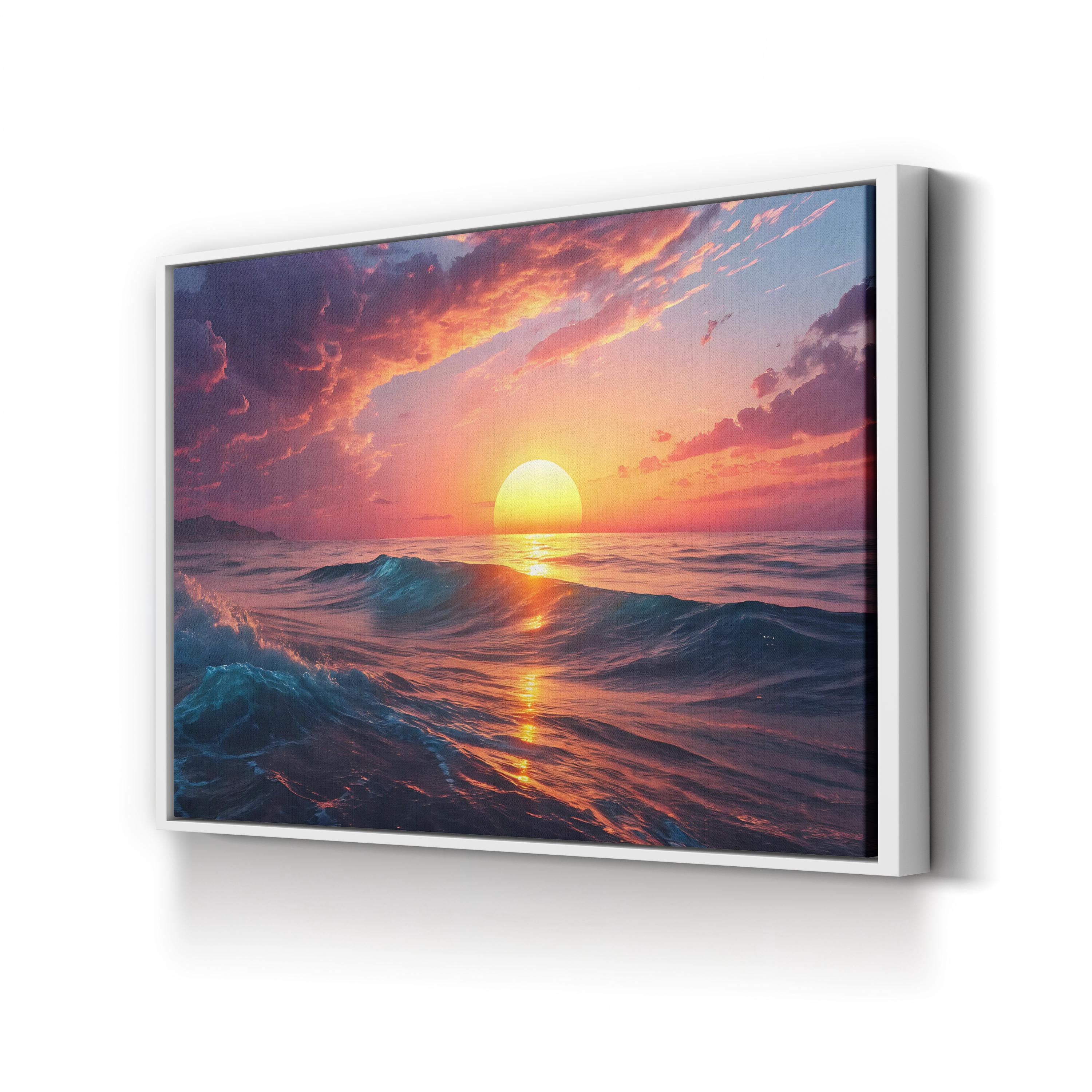 Ocean Sunset Canvas Print – Framed Coastal Seascape