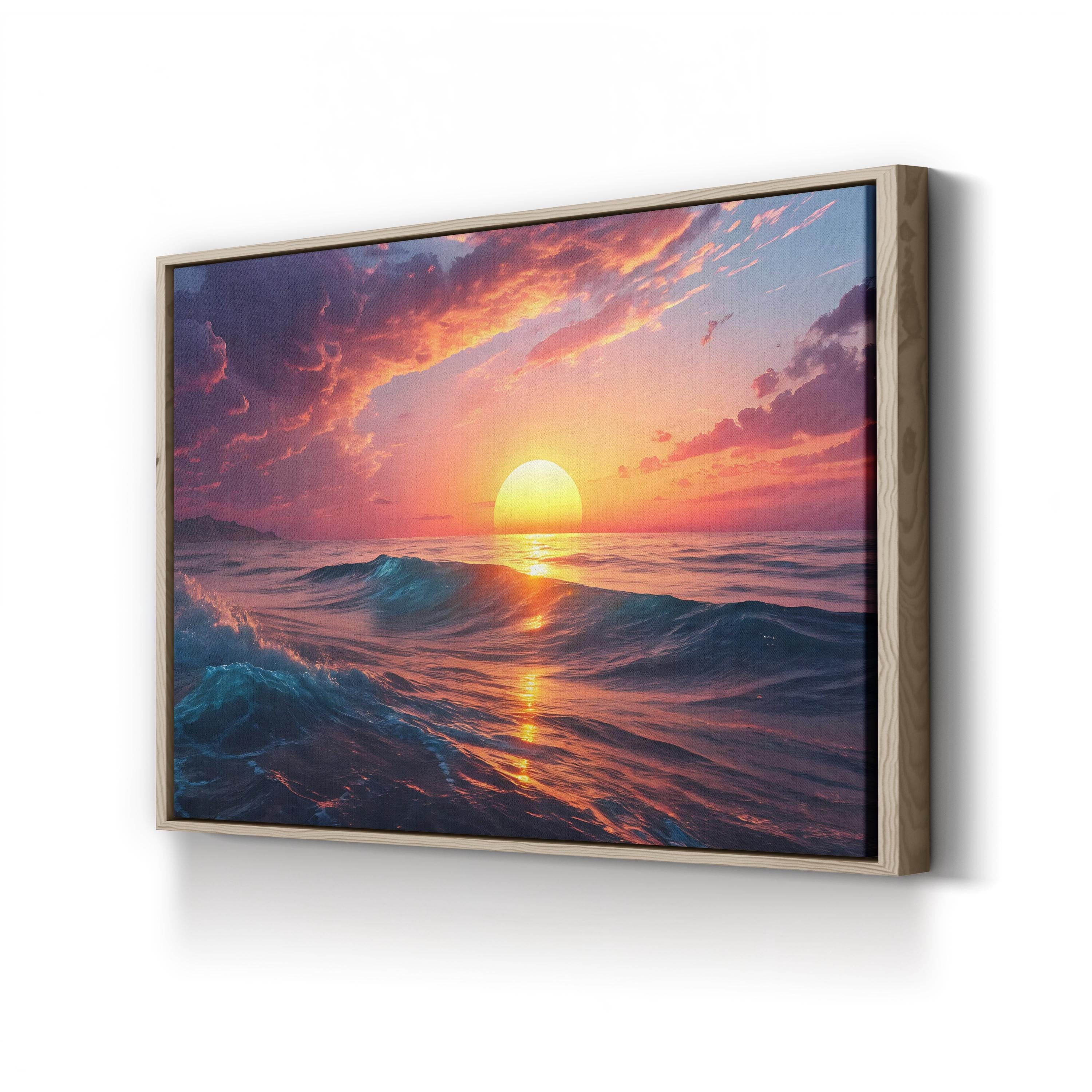 Ocean Sunset Canvas Print – Framed Coastal Seascape