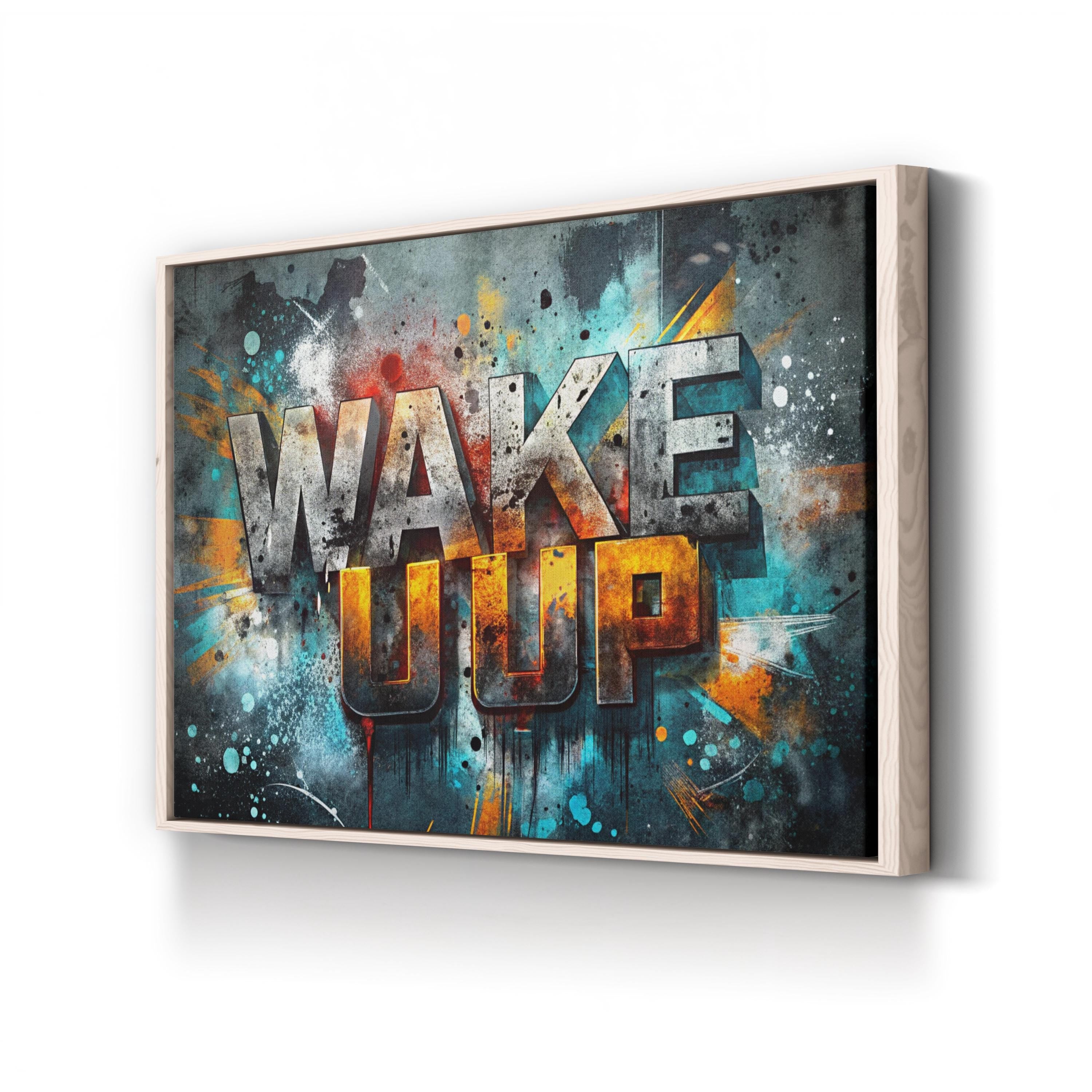 Wake Up Bold Urban Typography Motivational Wall Art