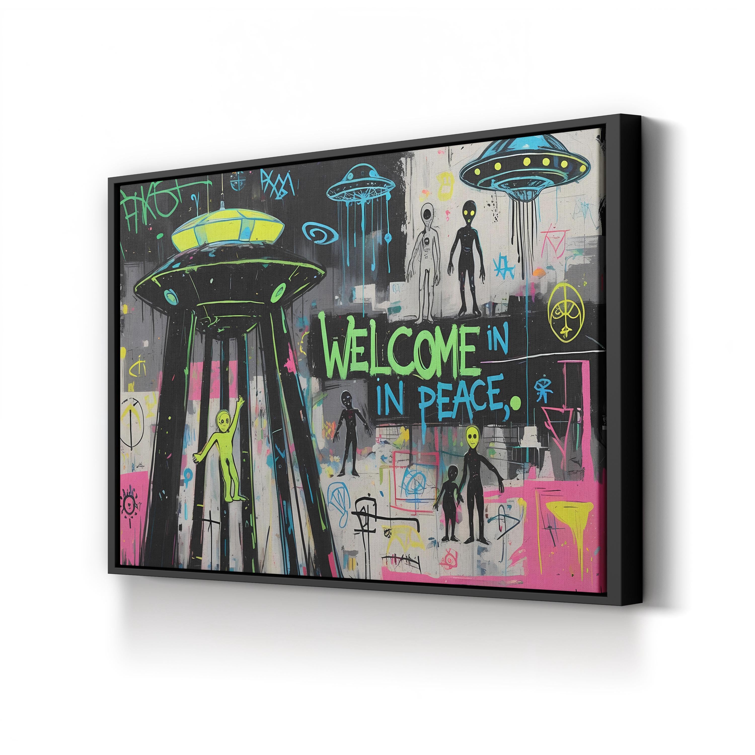 UFO Graffiti Canvas – Pop-Art Urban Sci-Fi Wall Art