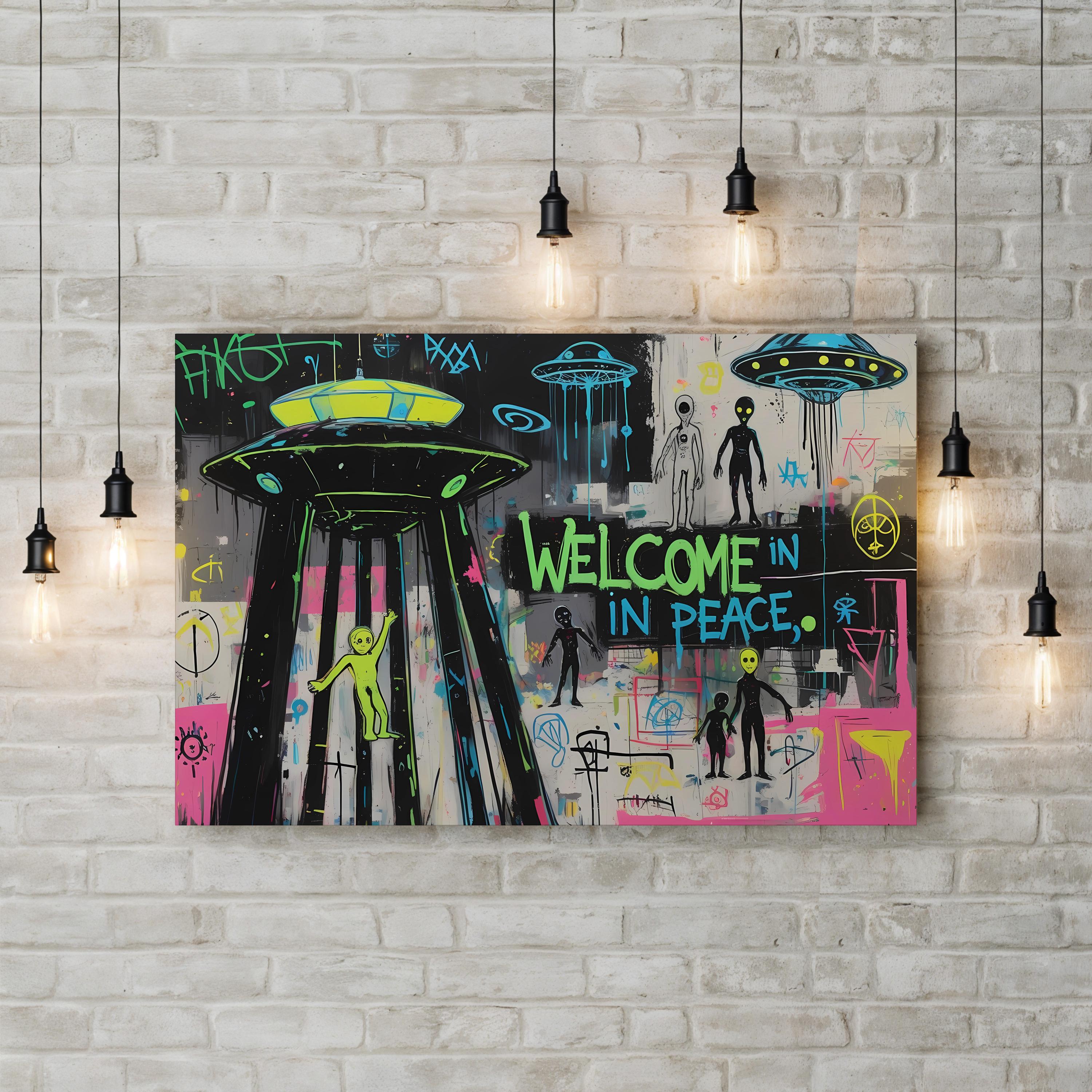 UFO Graffiti Canvas – Pop-Art Urban Sci-Fi Wall Art