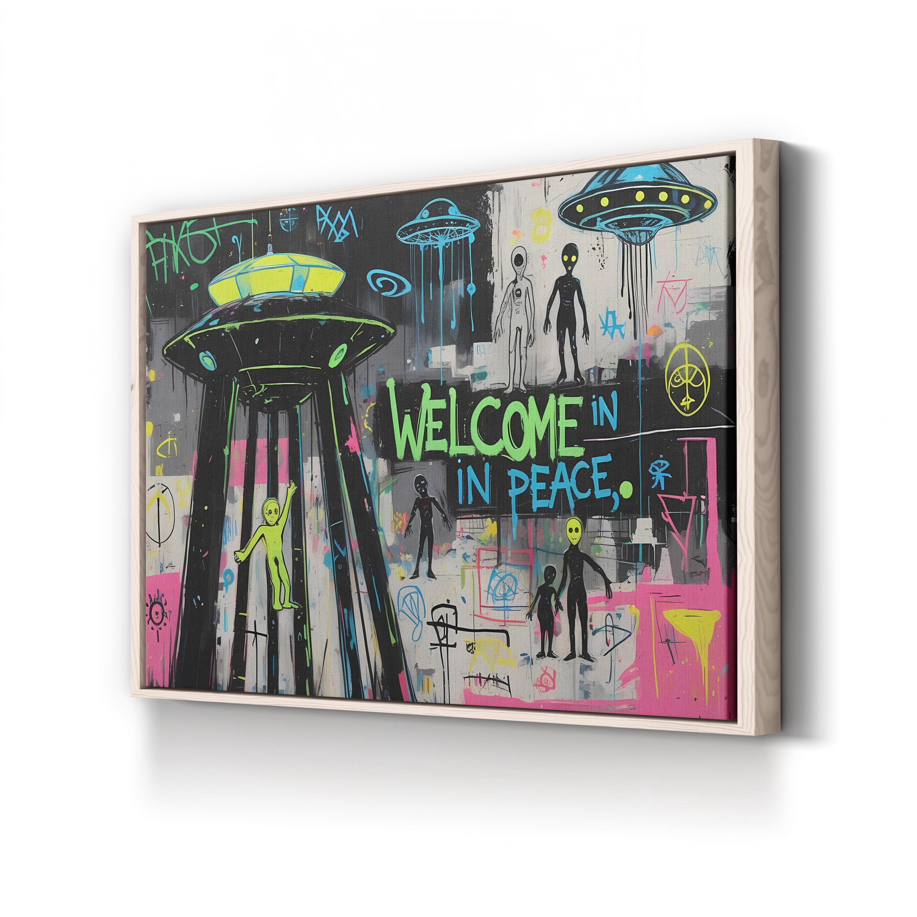 UFO Graffiti Canvas – Pop-Art Urban Sci-Fi Wall Art