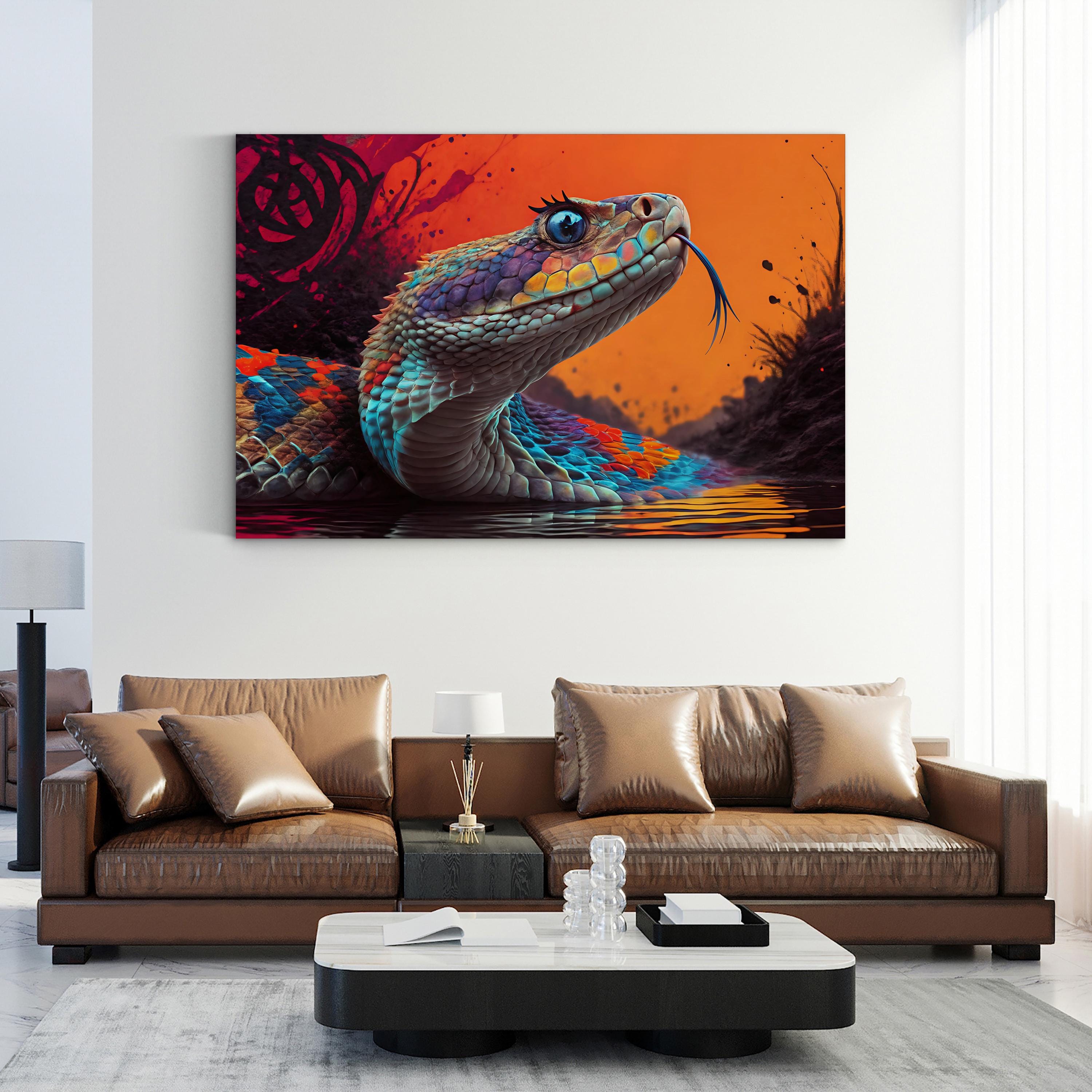 Diamondback Rattlesnake Canvas – Vibrant Pop Wildlife Wall Art