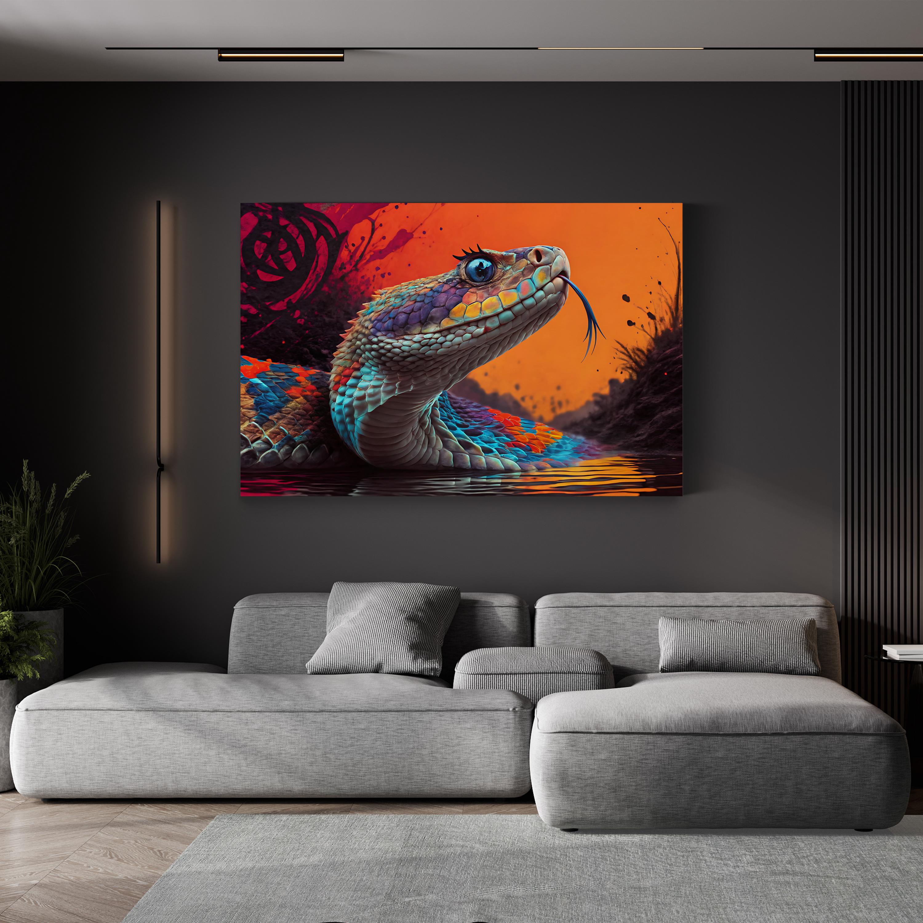 Diamondback Rattlesnake Canvas – Vibrant Pop Wildlife Wall Art