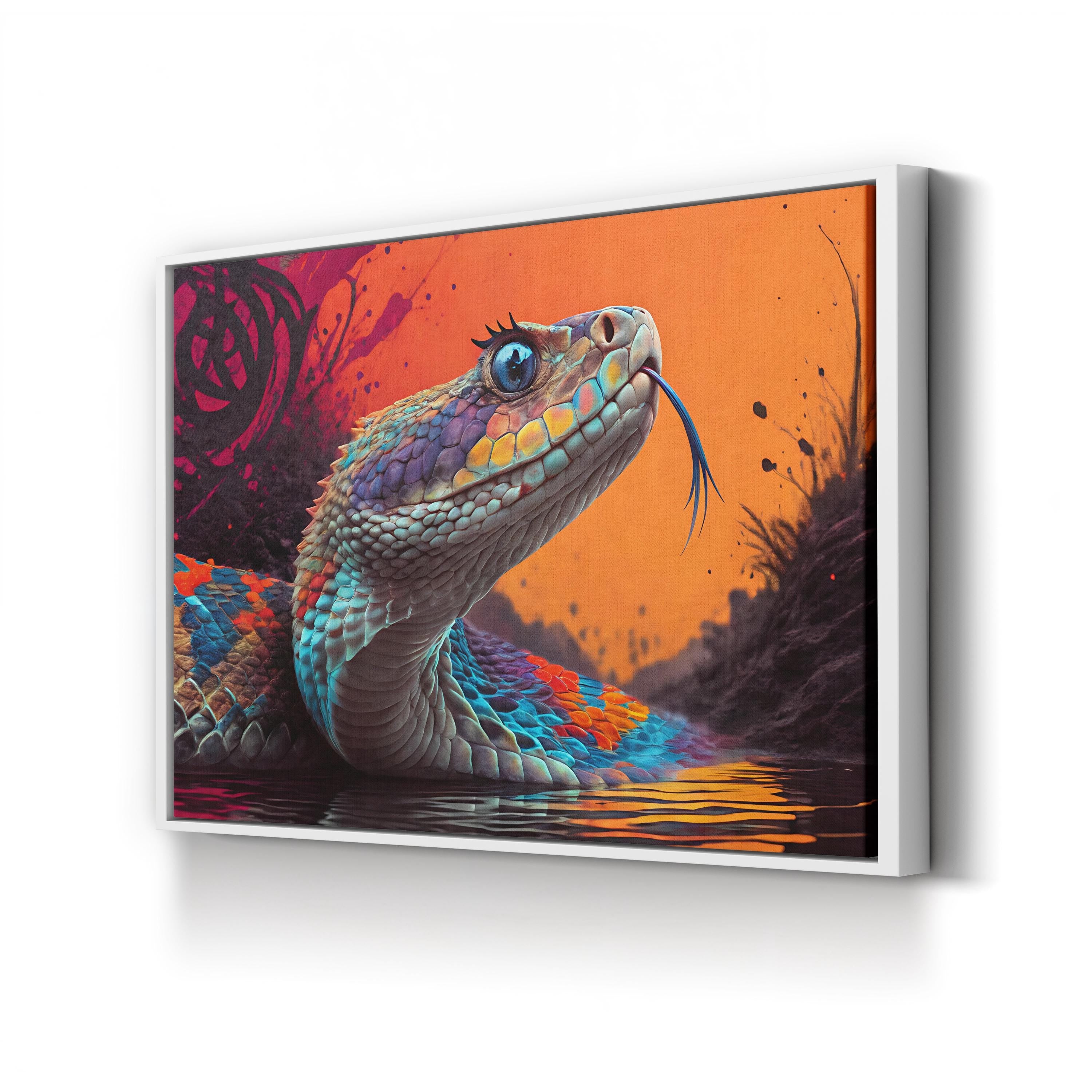 Diamondback Rattlesnake Canvas – Vibrant Pop Wildlife Wall Art