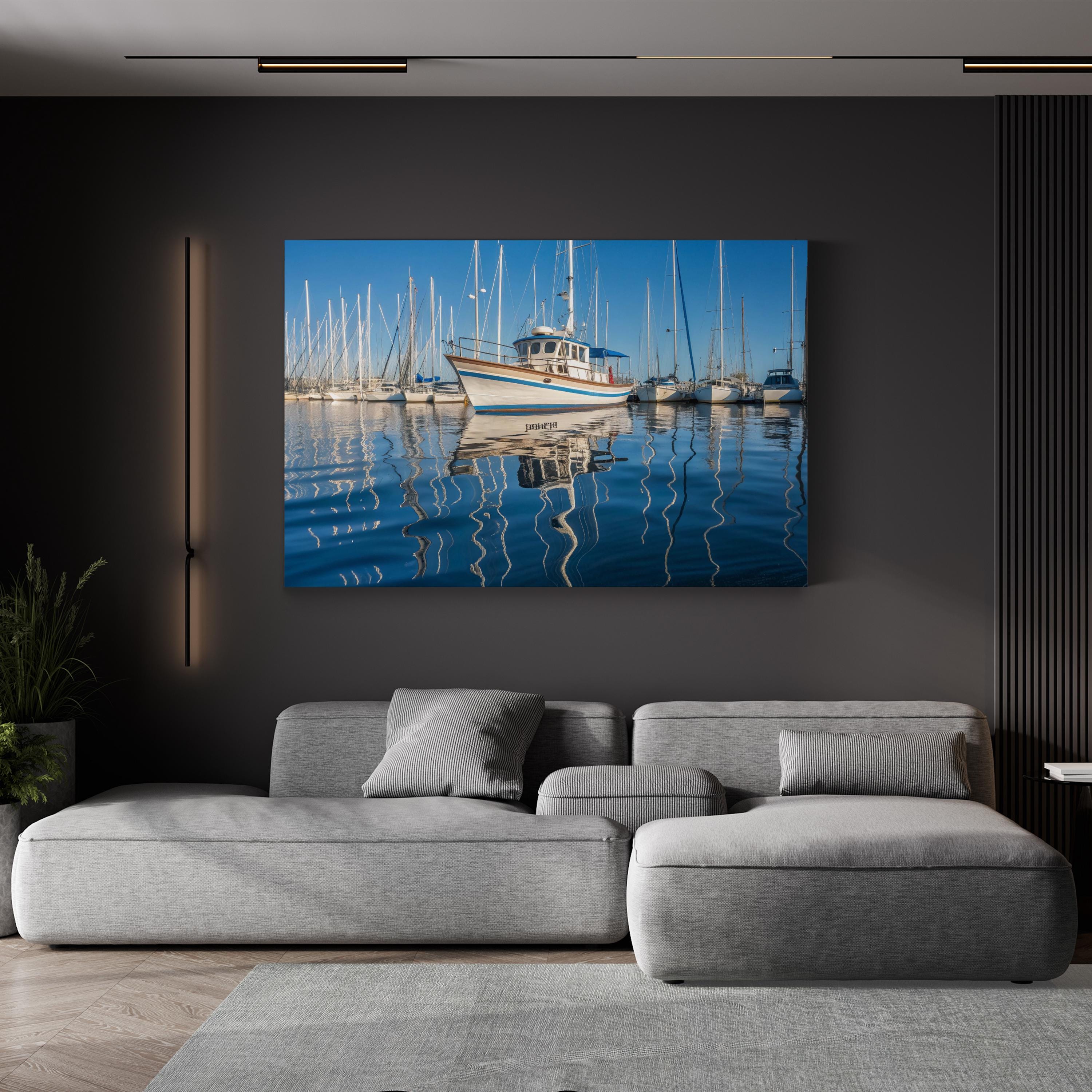 Abstract Ocean Canvas Print — Contemporary Coastal Harbor Wall Art