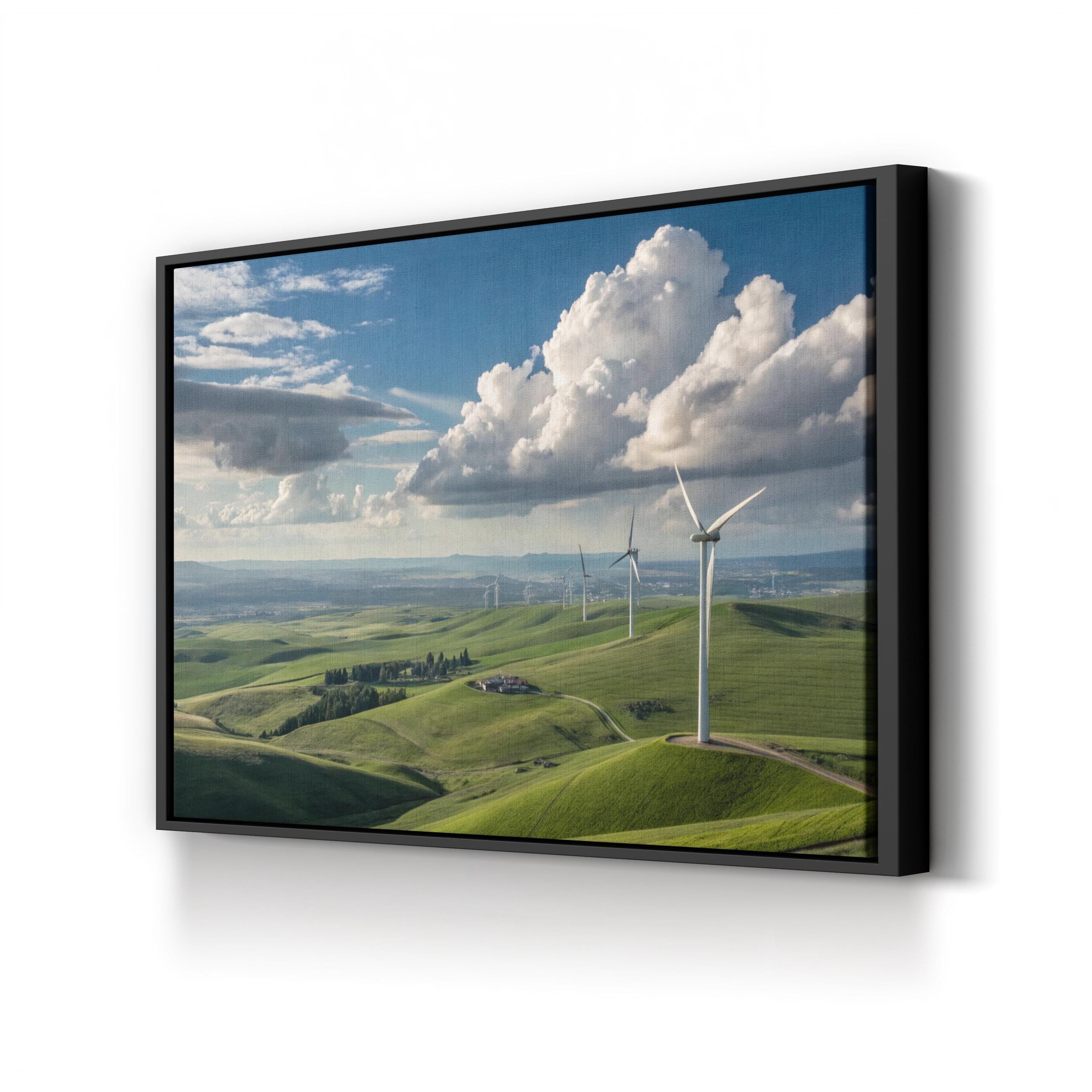 Wind Turbine Green Hills – Vintage Photography Wall Art | Livermore Landscape Canvas Print