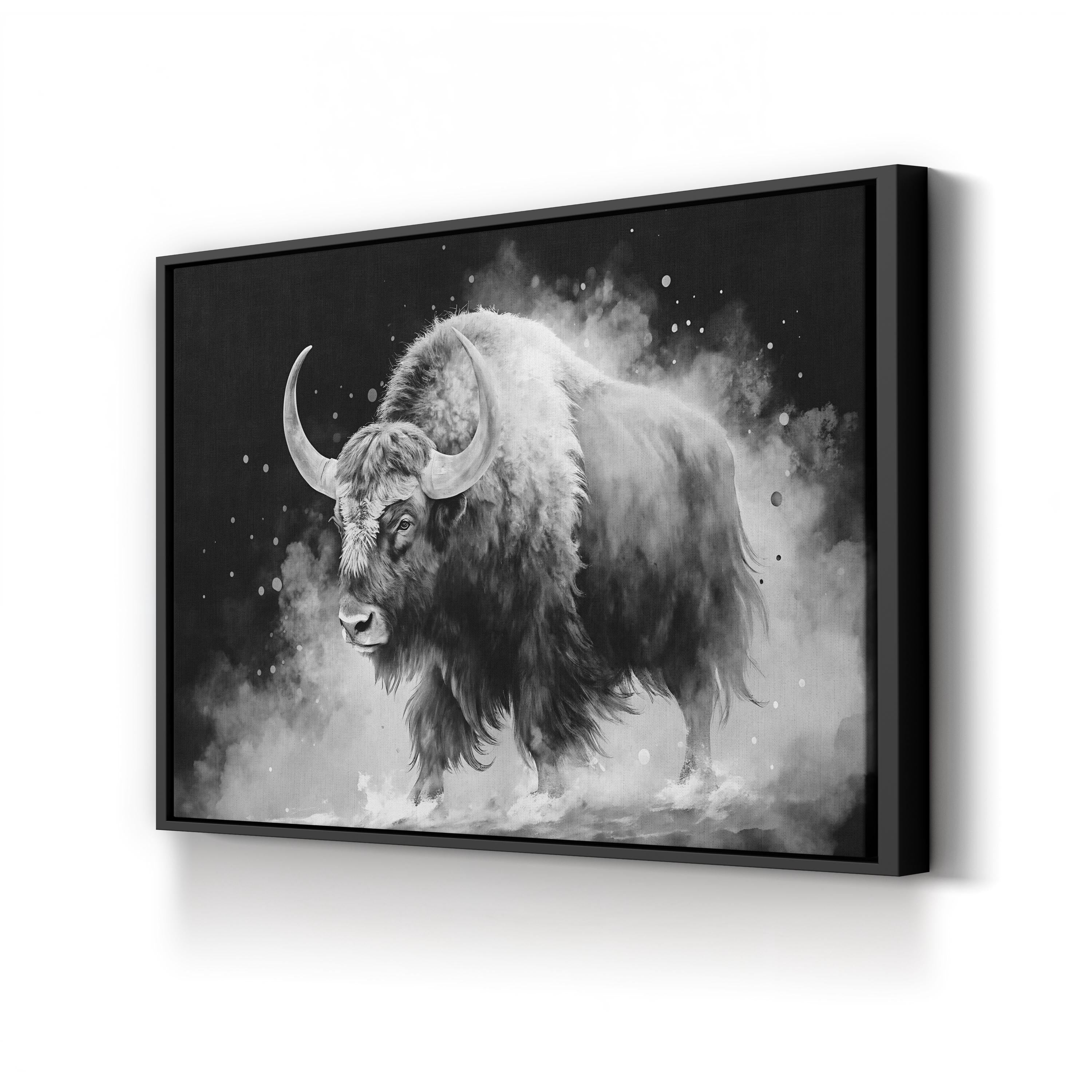 White Yak Watercolor Canvas – Rustic Farmhouse Wall Art