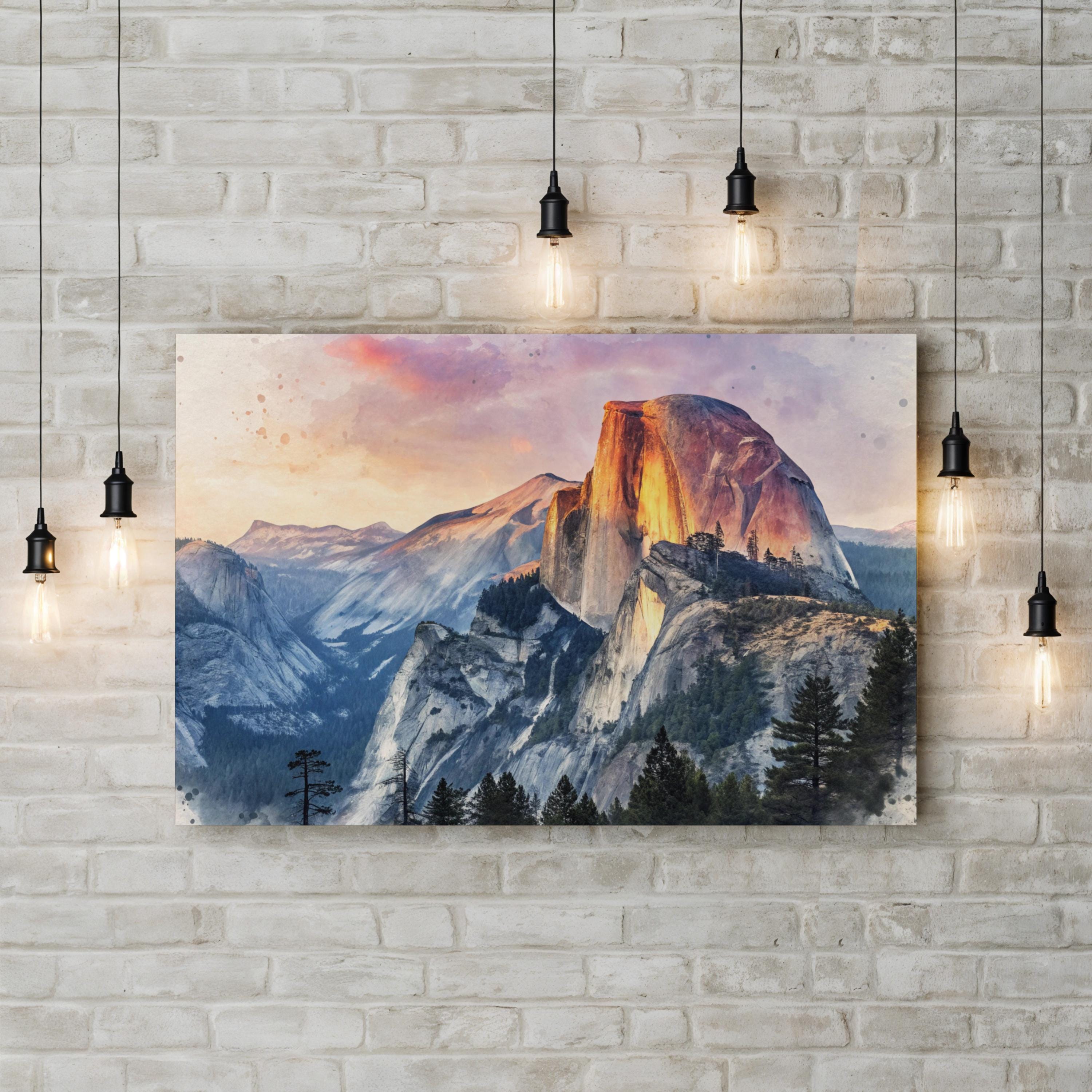 Yosemite Half Dome Sunset – Vintage Photography Wall Art | Mountain Landscape Canvas Print