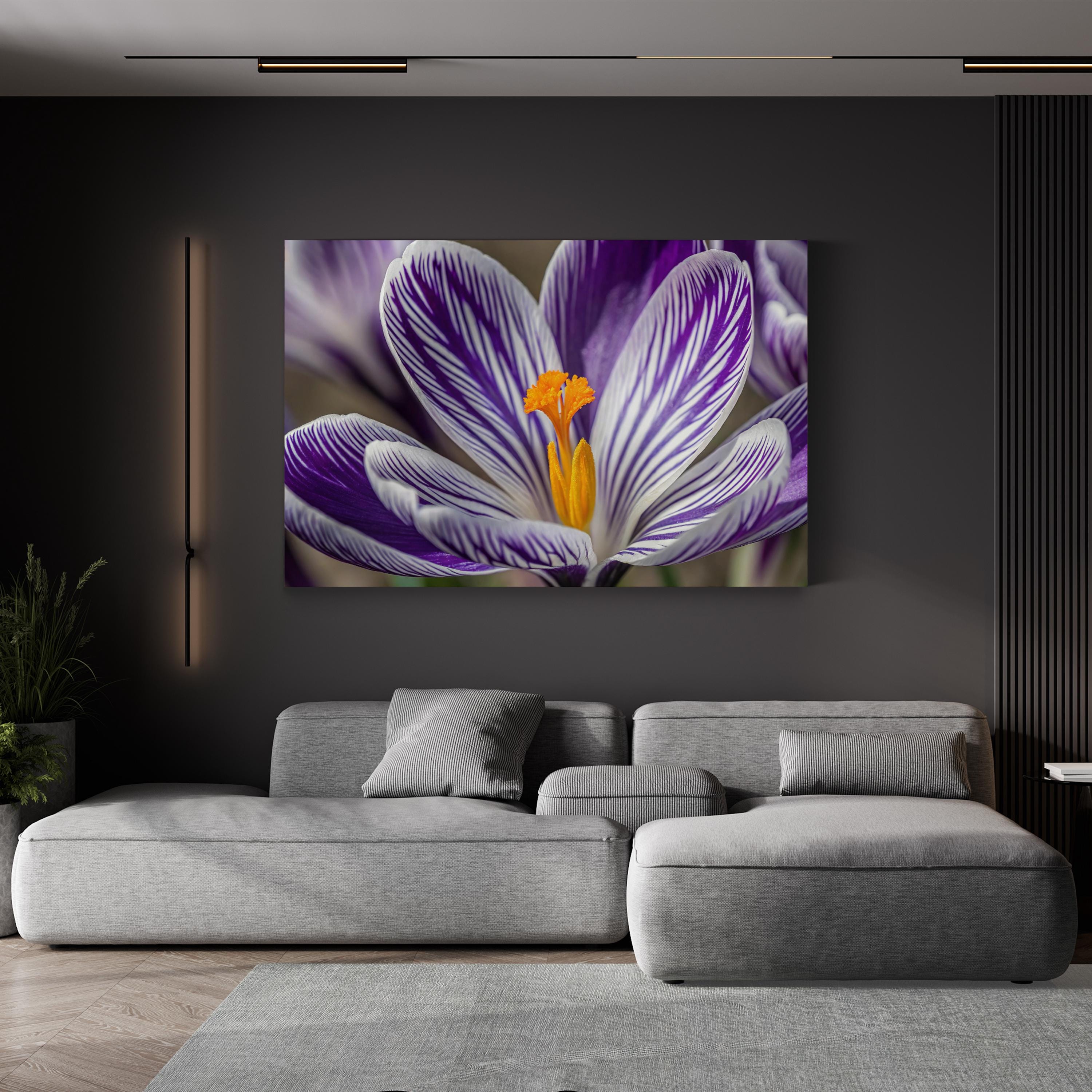 Purple Crocus – Vintage Photography Wall Art | Vibrant Botanical Canvas Print