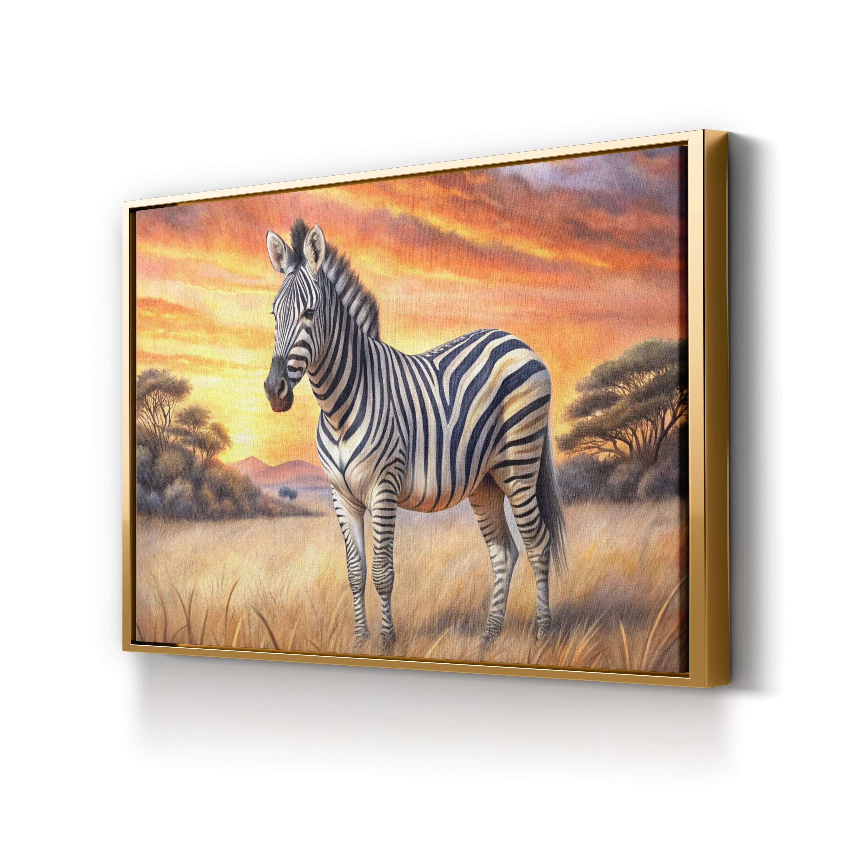 Zebra Sunset Canvas – Golden Hour Wildlife Wall Art