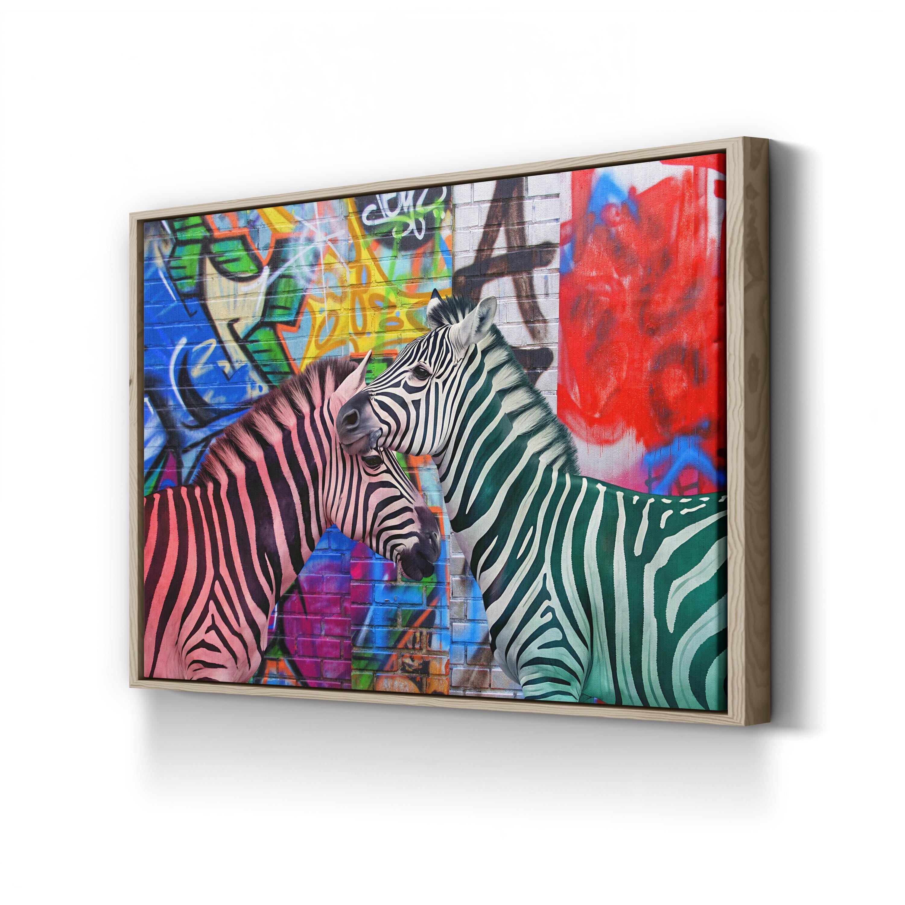 Graffiti Zebra – Period Illustration Wall Art | Modern Urban Wildlife Canvas Print