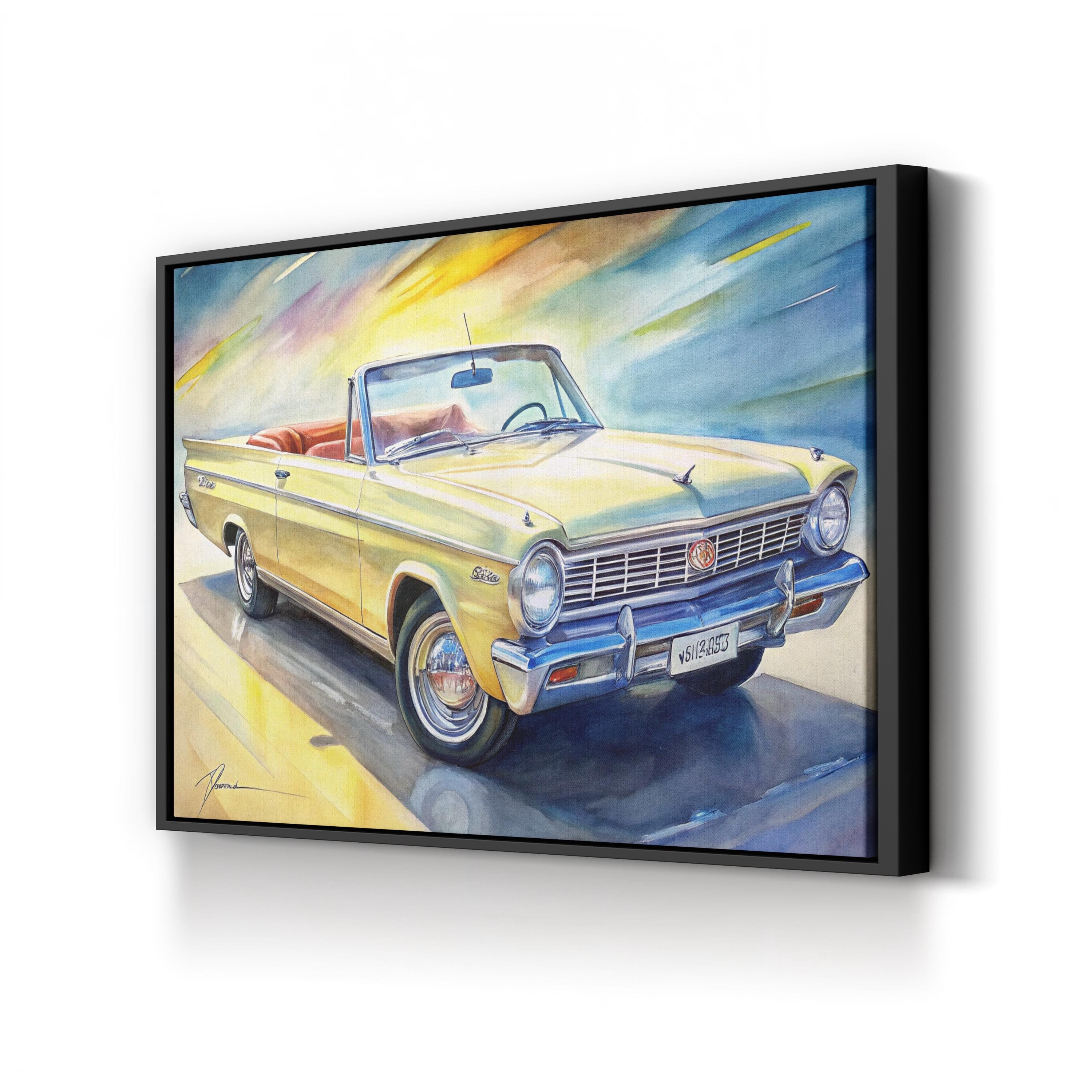 Vintage Convertible Mid-Century – Period Illustration Wall Art | Automotive Canvas Print