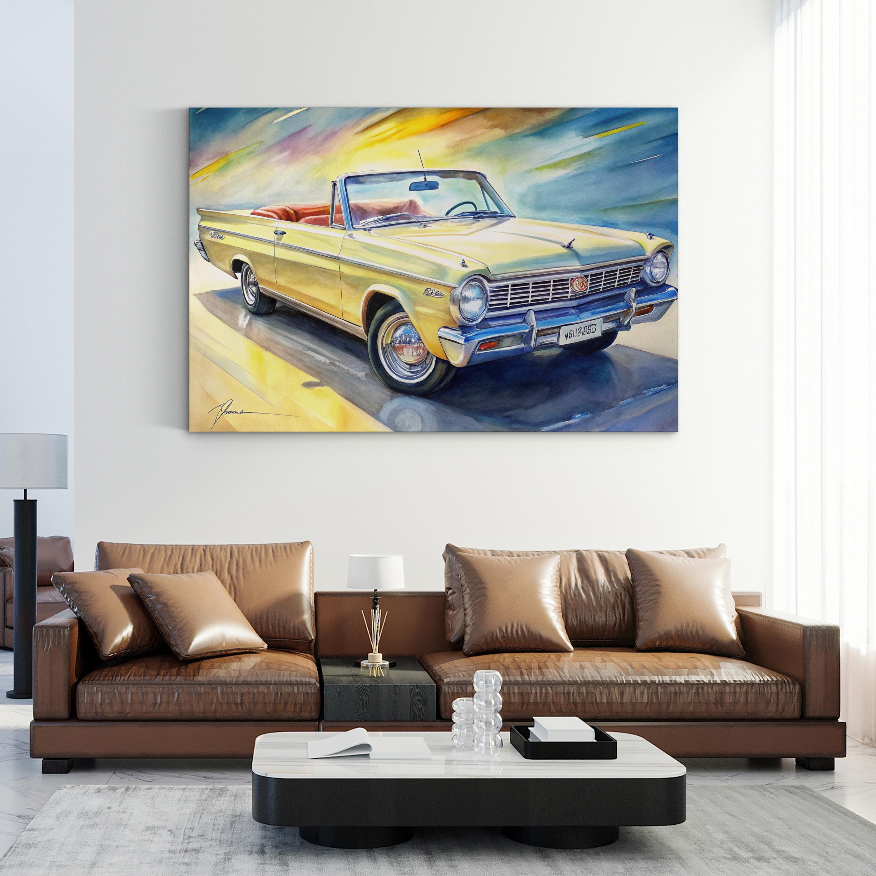 Vintage Convertible Mid-Century – Period Illustration Wall Art | Automotive Canvas Print