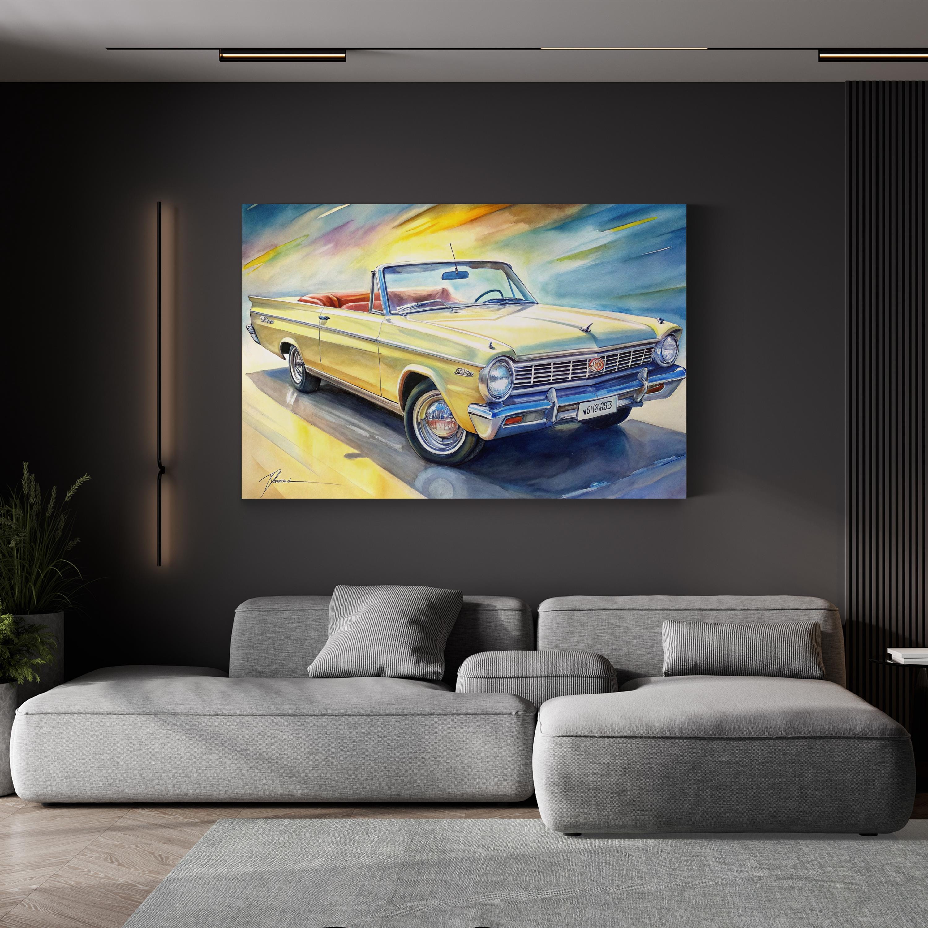 Vintage Convertible Mid-Century – Period Illustration Wall Art | Automotive Canvas Print