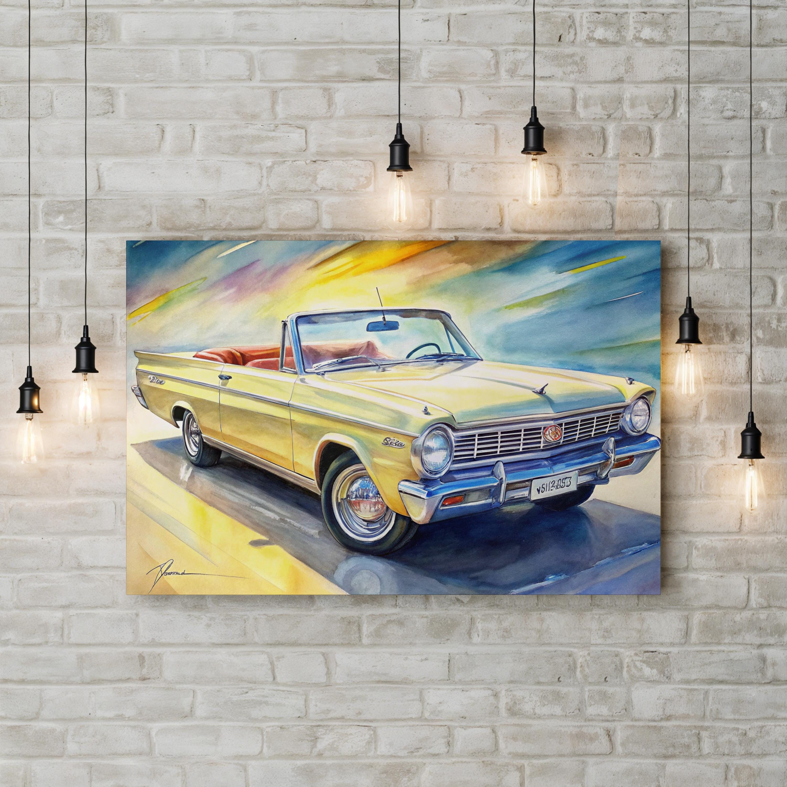 Vintage Convertible Mid-Century – Period Illustration Wall Art | Automotive Canvas Print