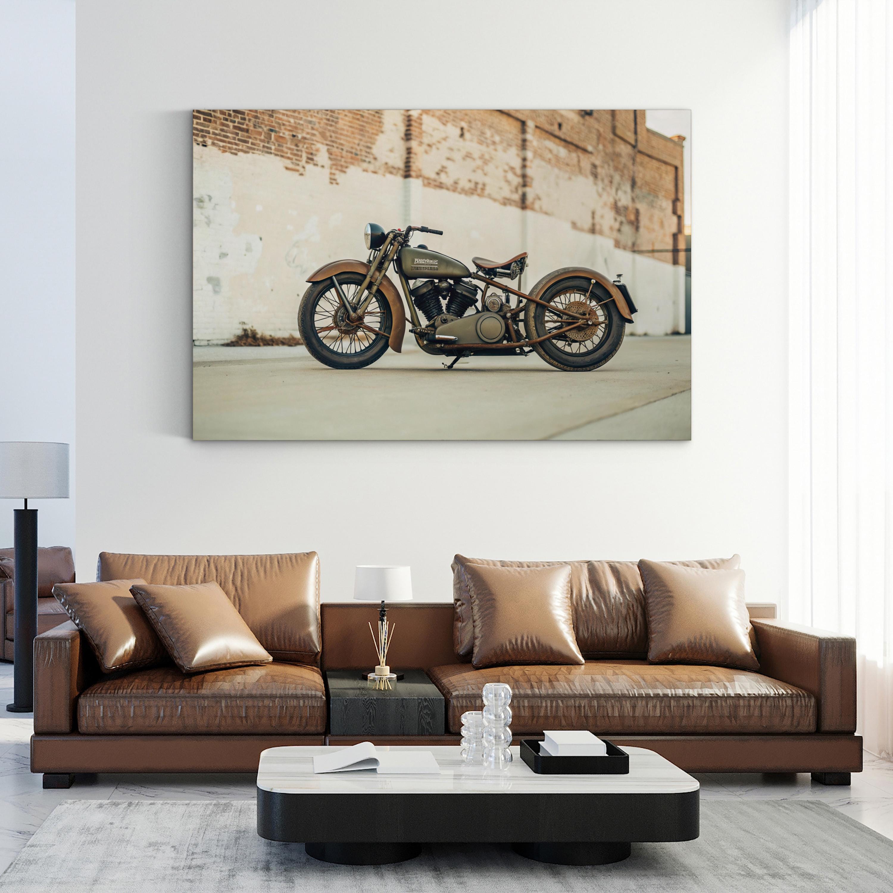 1930s Harley Davidson Motorcycle Wall Art — Vintage American Retro Canvas Print