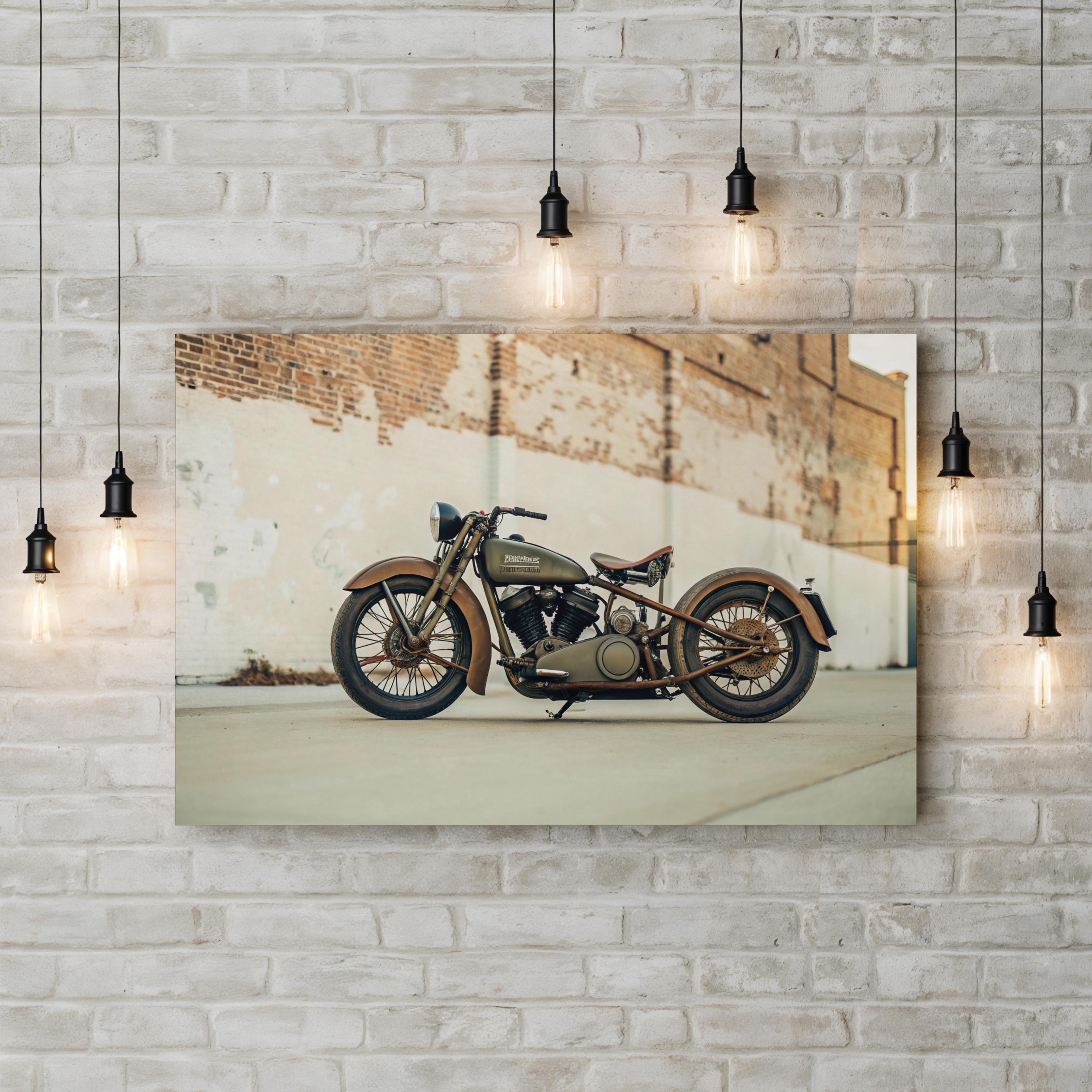 1930s Harley Davidson Motorcycle Wall Art — Vintage American Retro Canvas Print