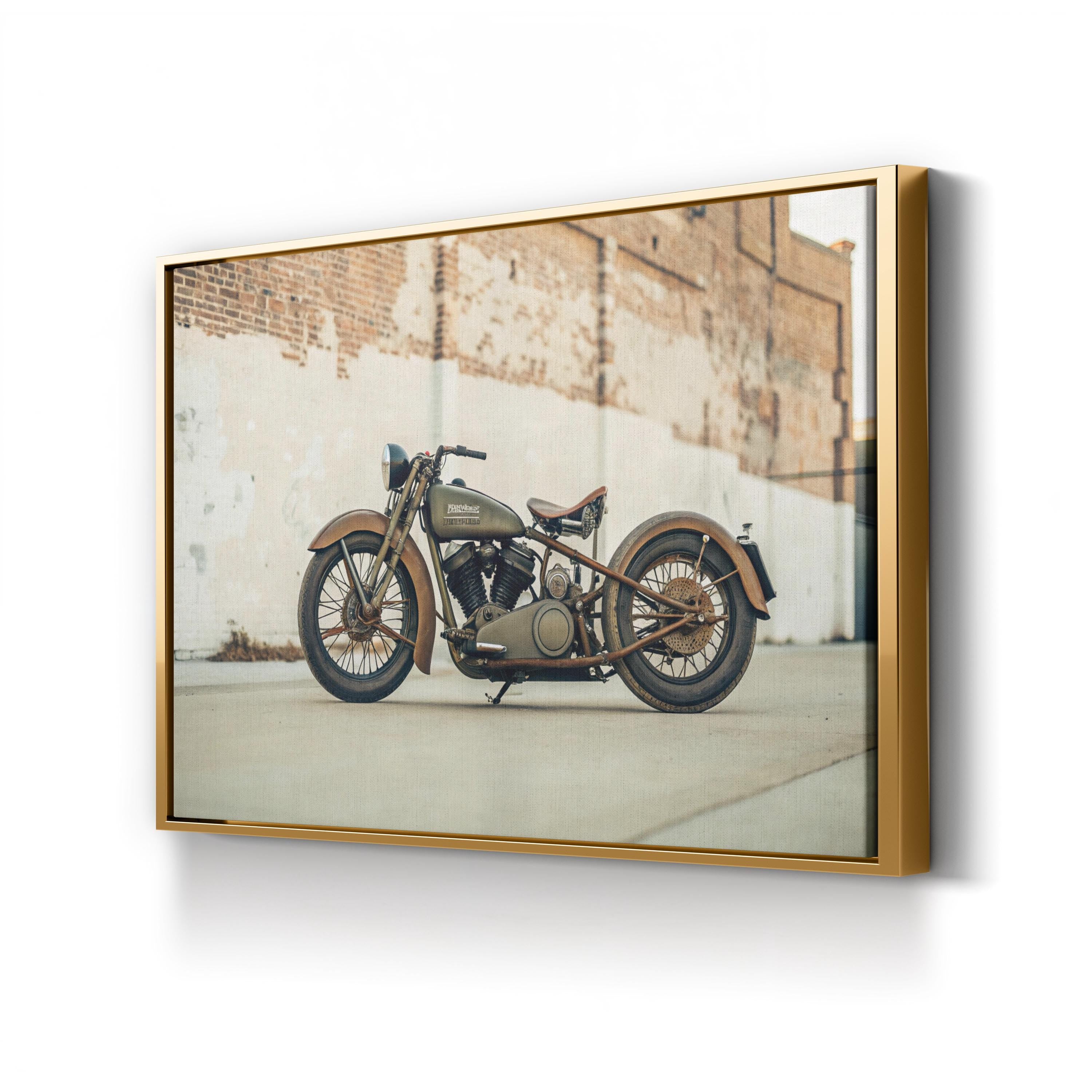 1930s Harley Davidson Motorcycle Wall Art — Vintage American Retro Canvas Print