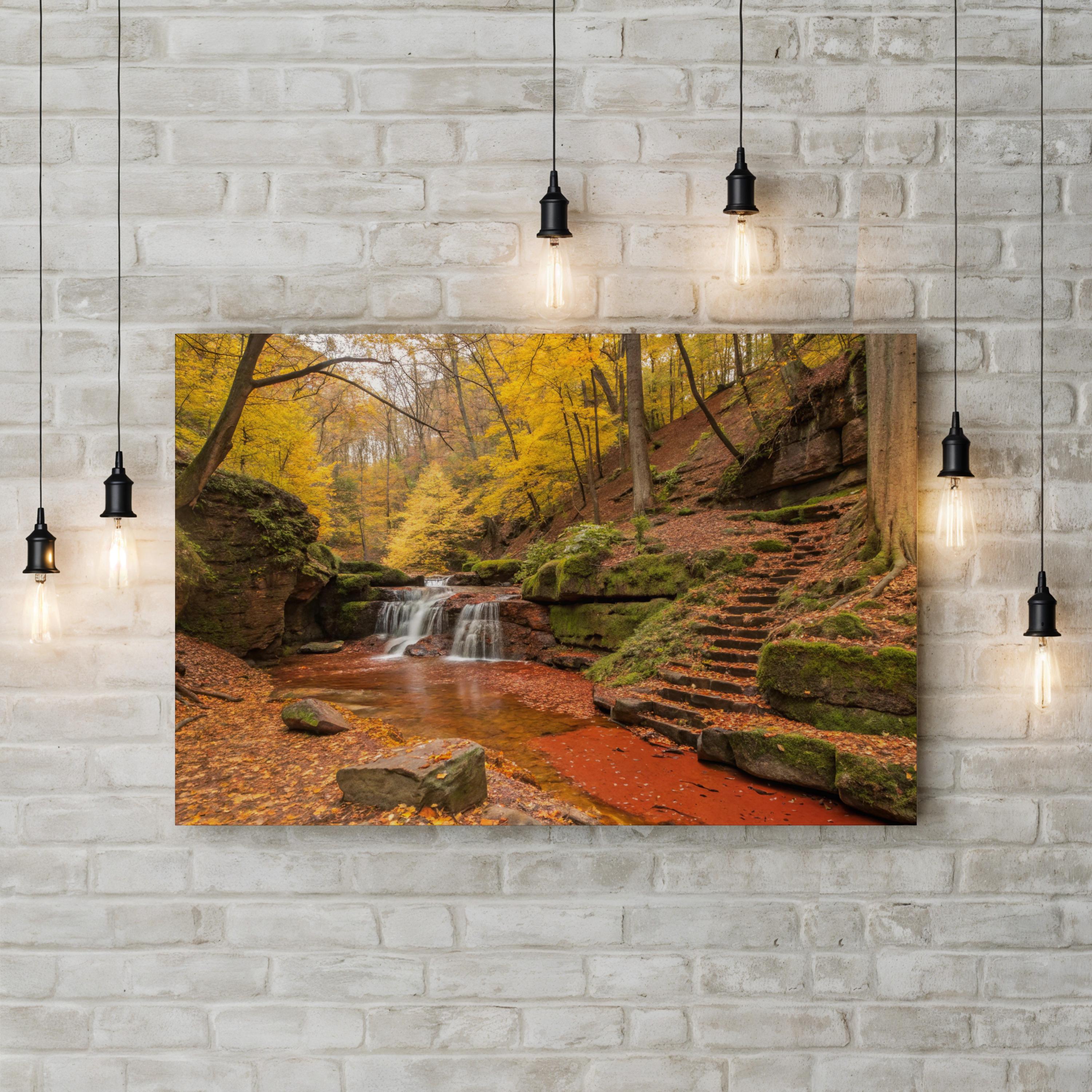 Ash Cave Waterfall Hocking Hills – Vintage Photography Wall Art | Ohio Landscape Canvas Print