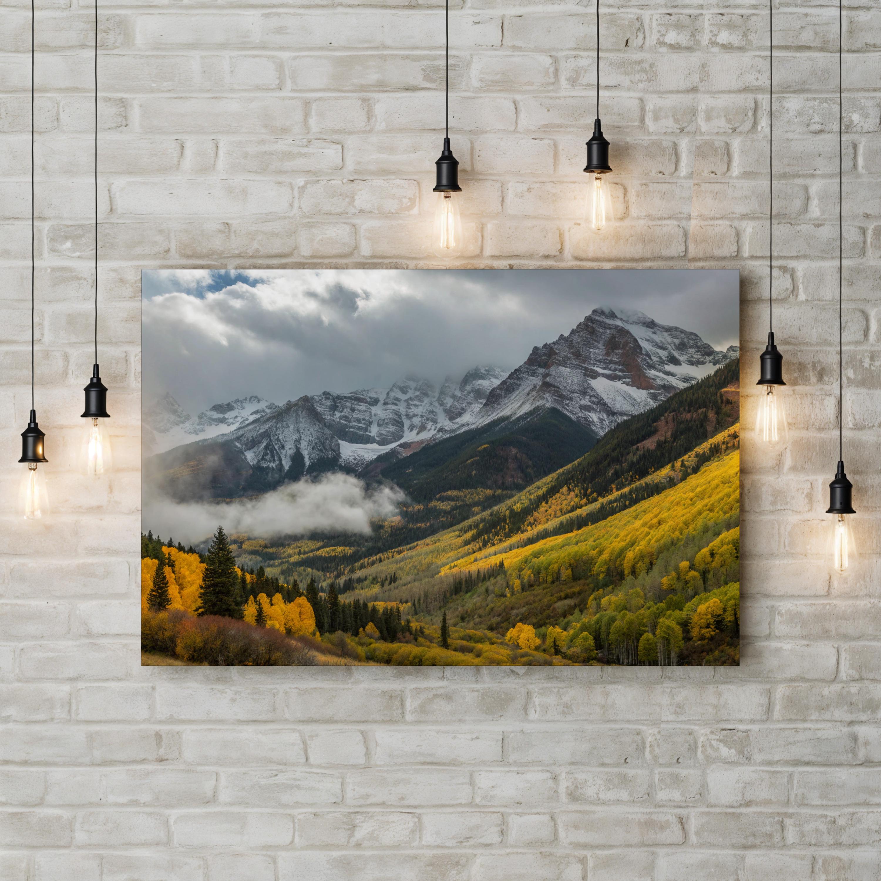 Autumn Mountain Foliage – Vintage Photography Wall Art | Vibrant Fall Landscape Canvas Print