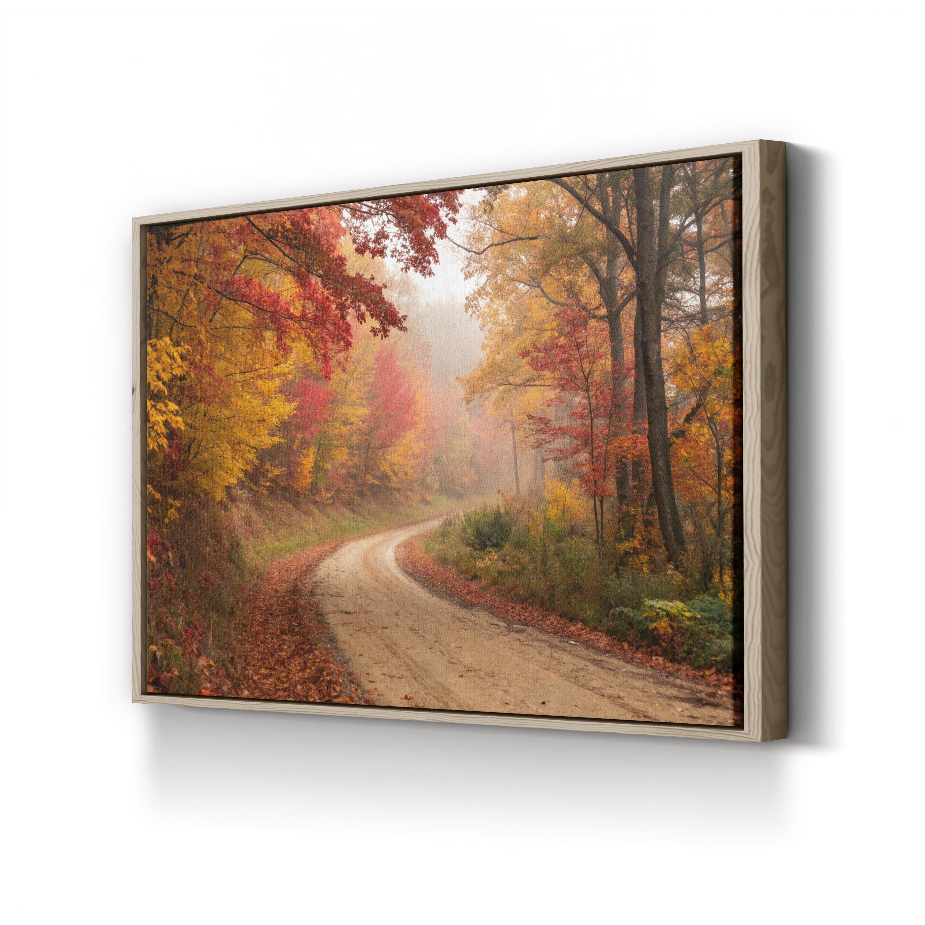 Autumn Forest Winding Path – Period Illustration Wall Art | Golden Fall Canvas Print