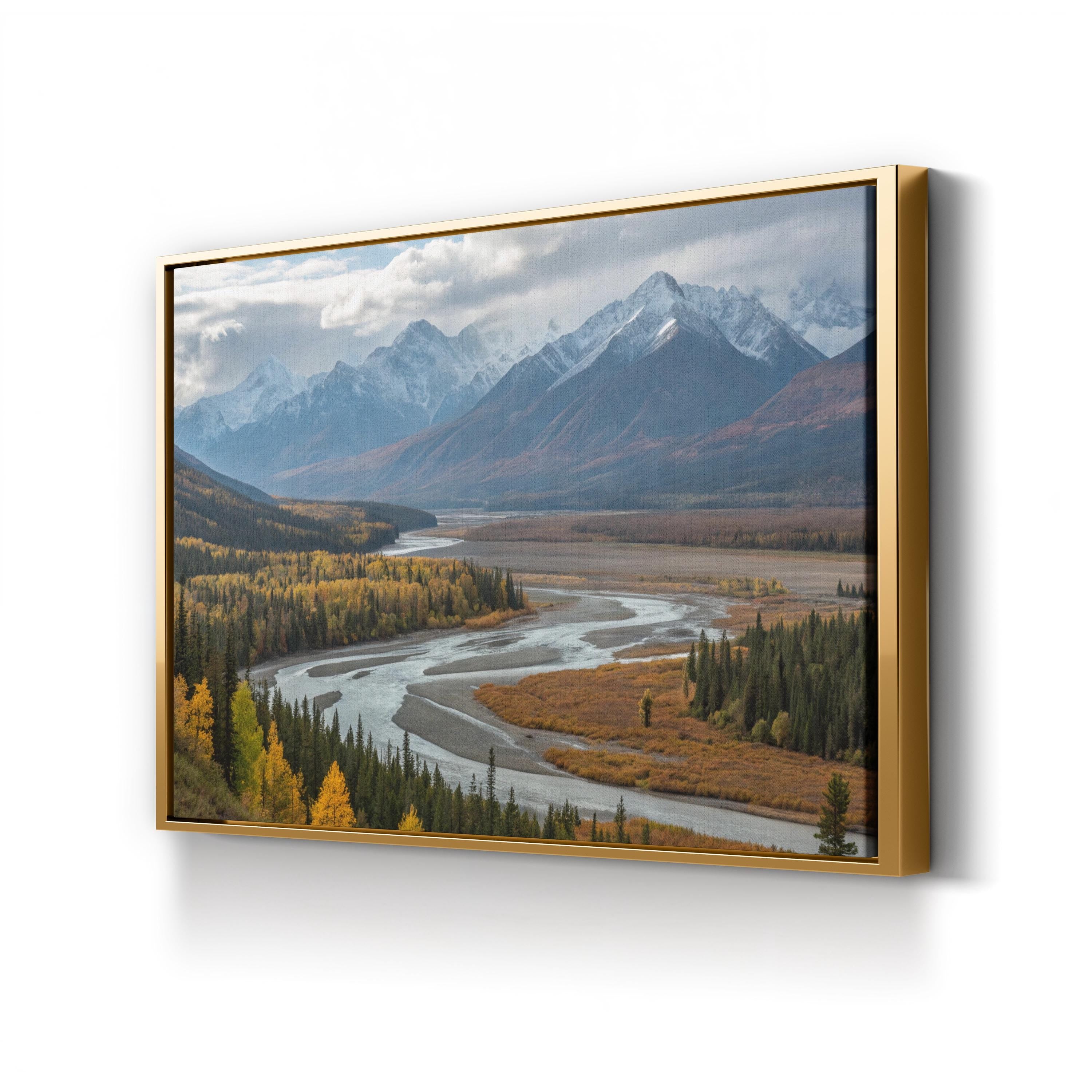 Autumn Forest Path with Distant Peaks – Vintage Photography Wall Art | Fall Landscape Canvas Print
