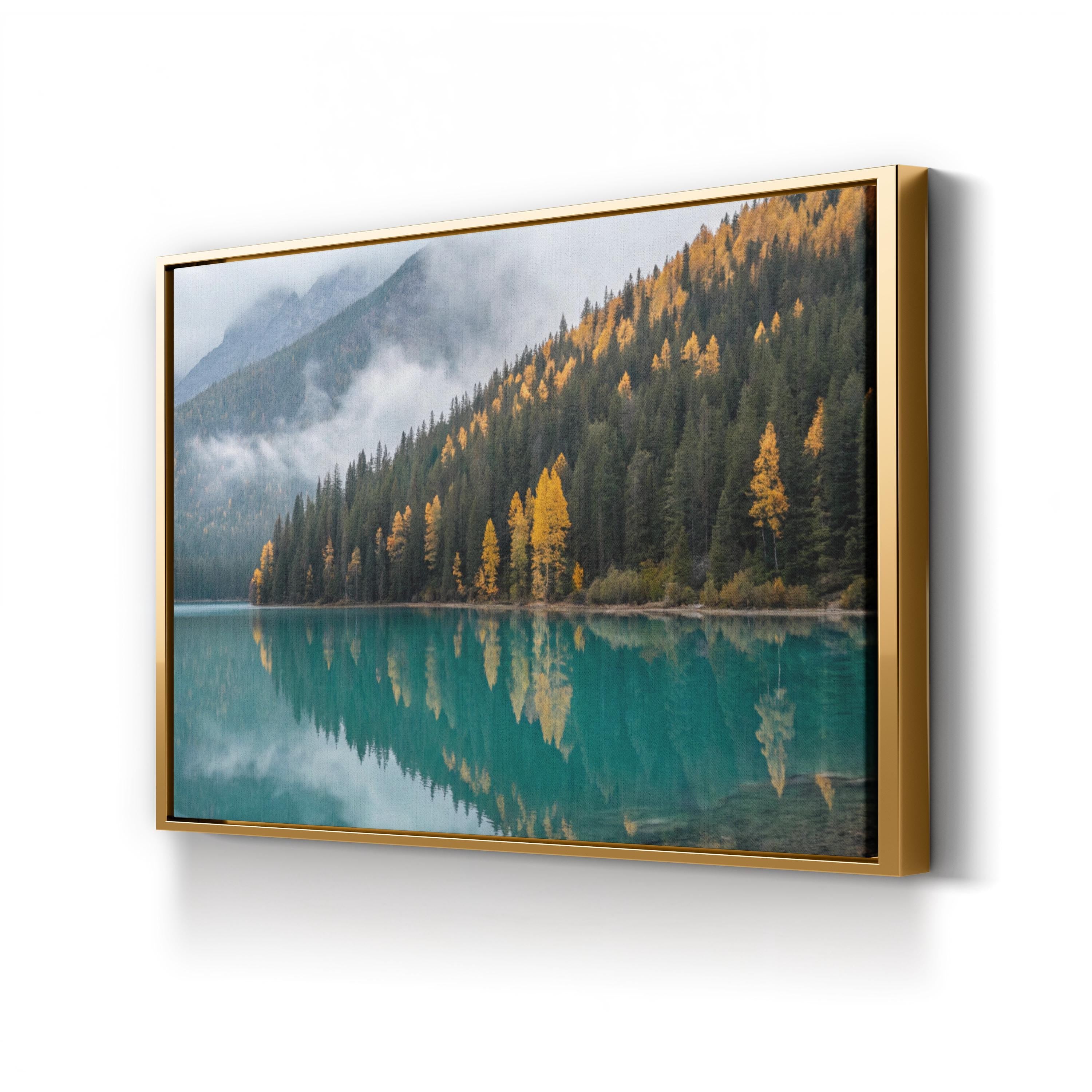Autumn Lake Forest Reflection – Vintage Photography Wall Art | Serene Landscape Canvas Print